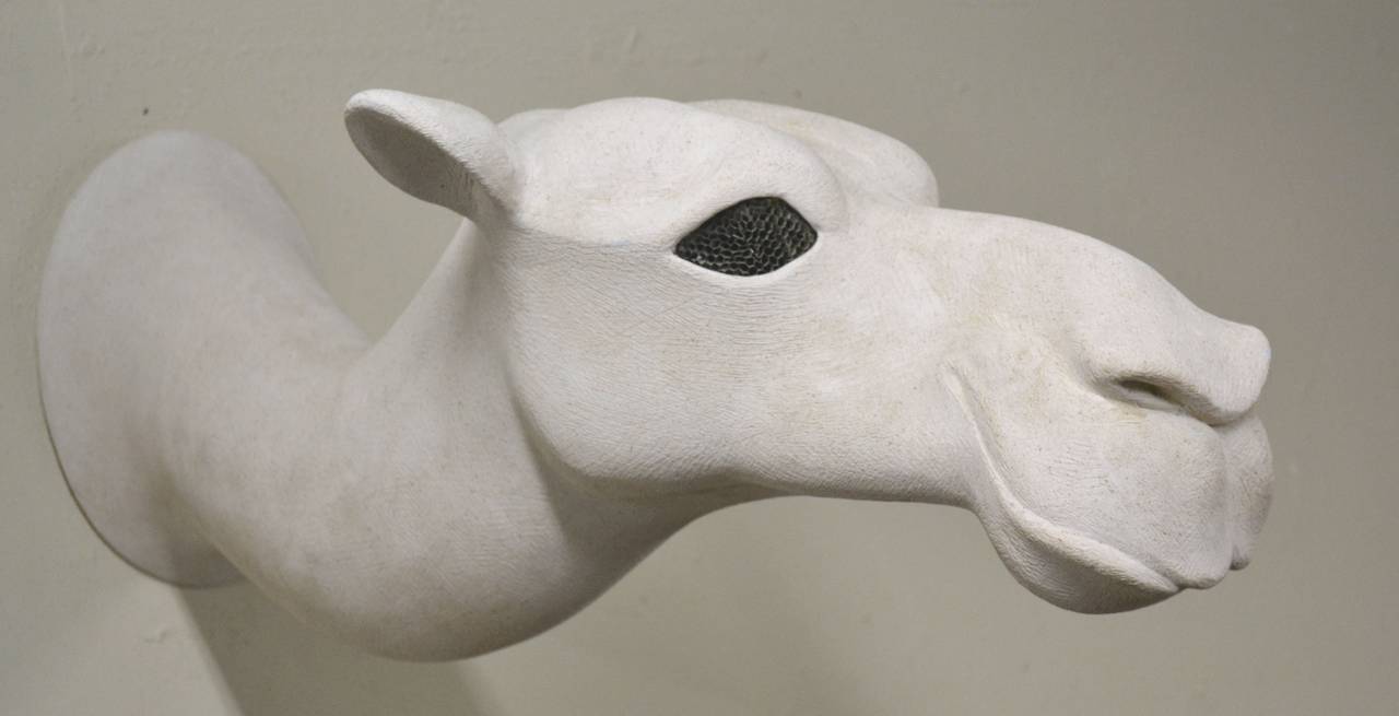 Unknown Figurative Sculpture - White Camel Wall Mounted Sculpture