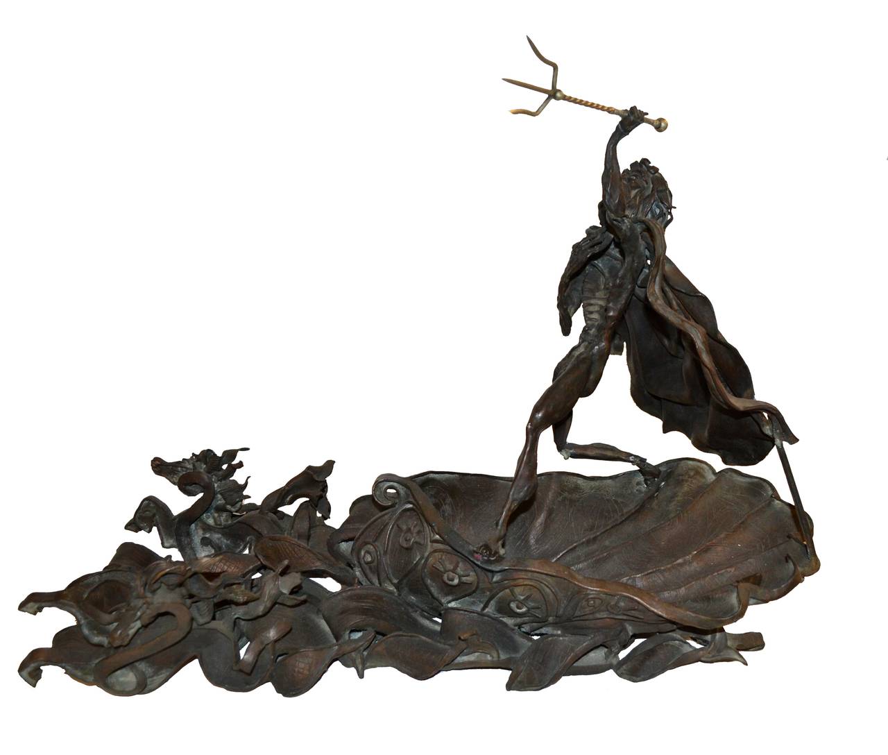 Sculpture en bronze du milieu du siècle dernier - La fourrure de Poseidon 