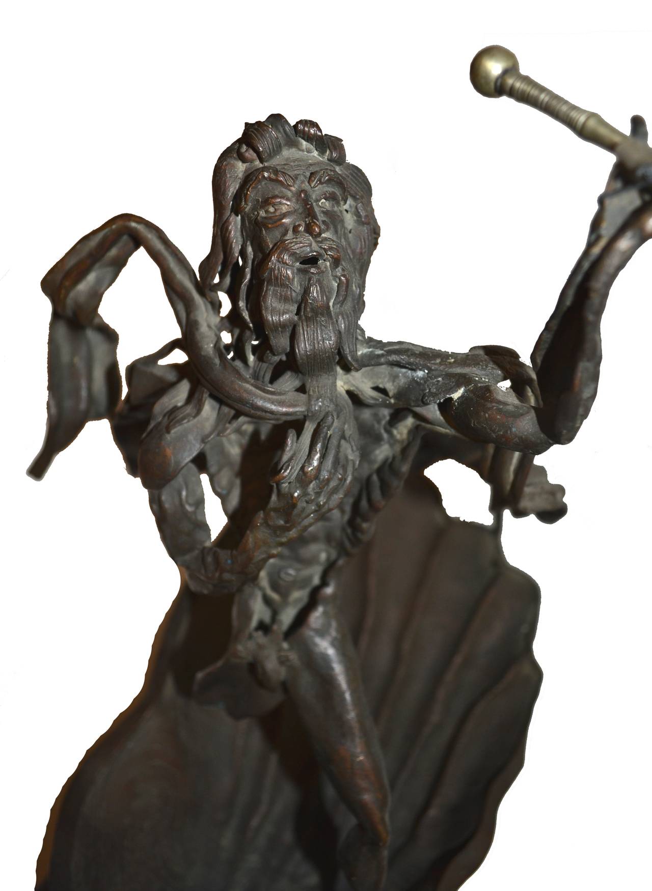 Sculpture en bronze du milieu du siècle dernier - La fourrure de Poseidon  en vente 1