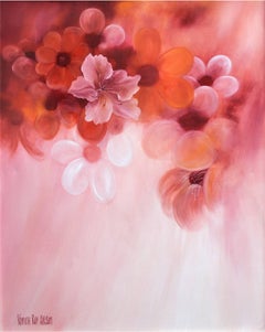 Hibiscus Flowers, Large-Scale Floral Abstract in Pink & Orange