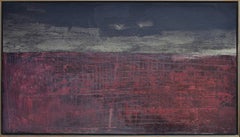"Mar Rosso, due lune" - Campo di colore orizzontale minimalista di grandi dimensioni, astratto