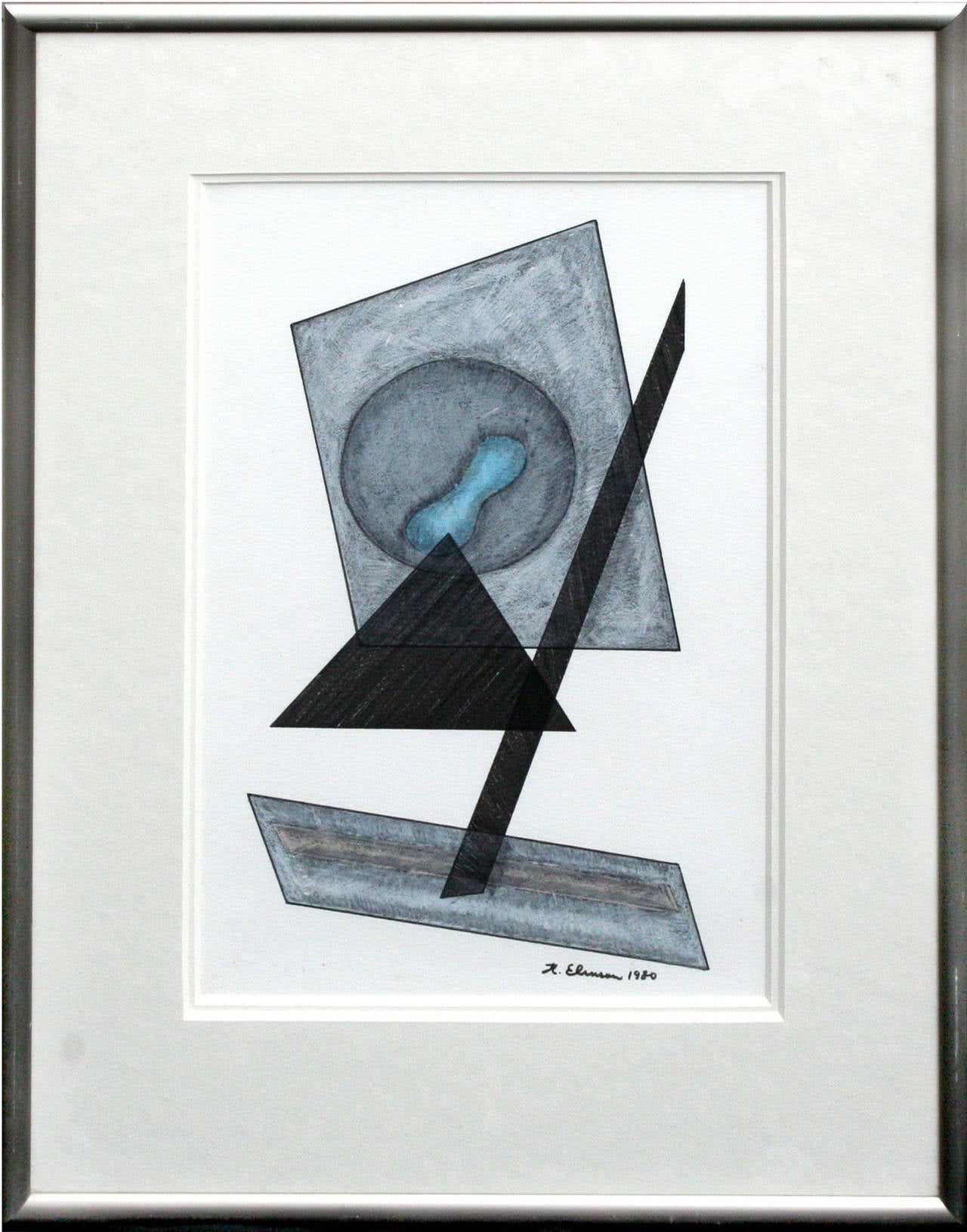 Mixed media by Henry Elinson (American, 1935-2010). Signed lower right. Framed. Elinson was featured in a 2011 show, 