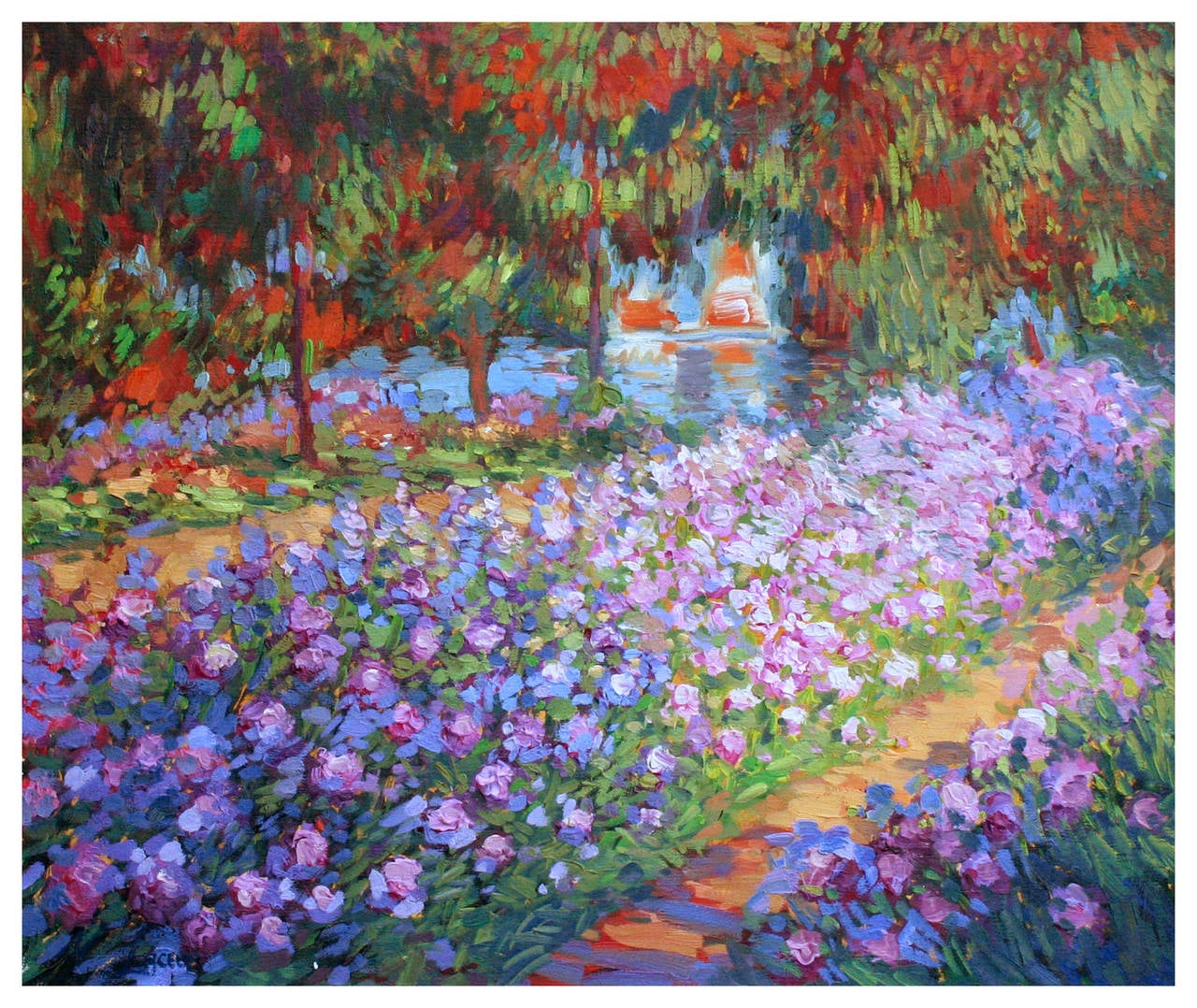 Garden at the Lakeside - Painting by Nicole Laceur