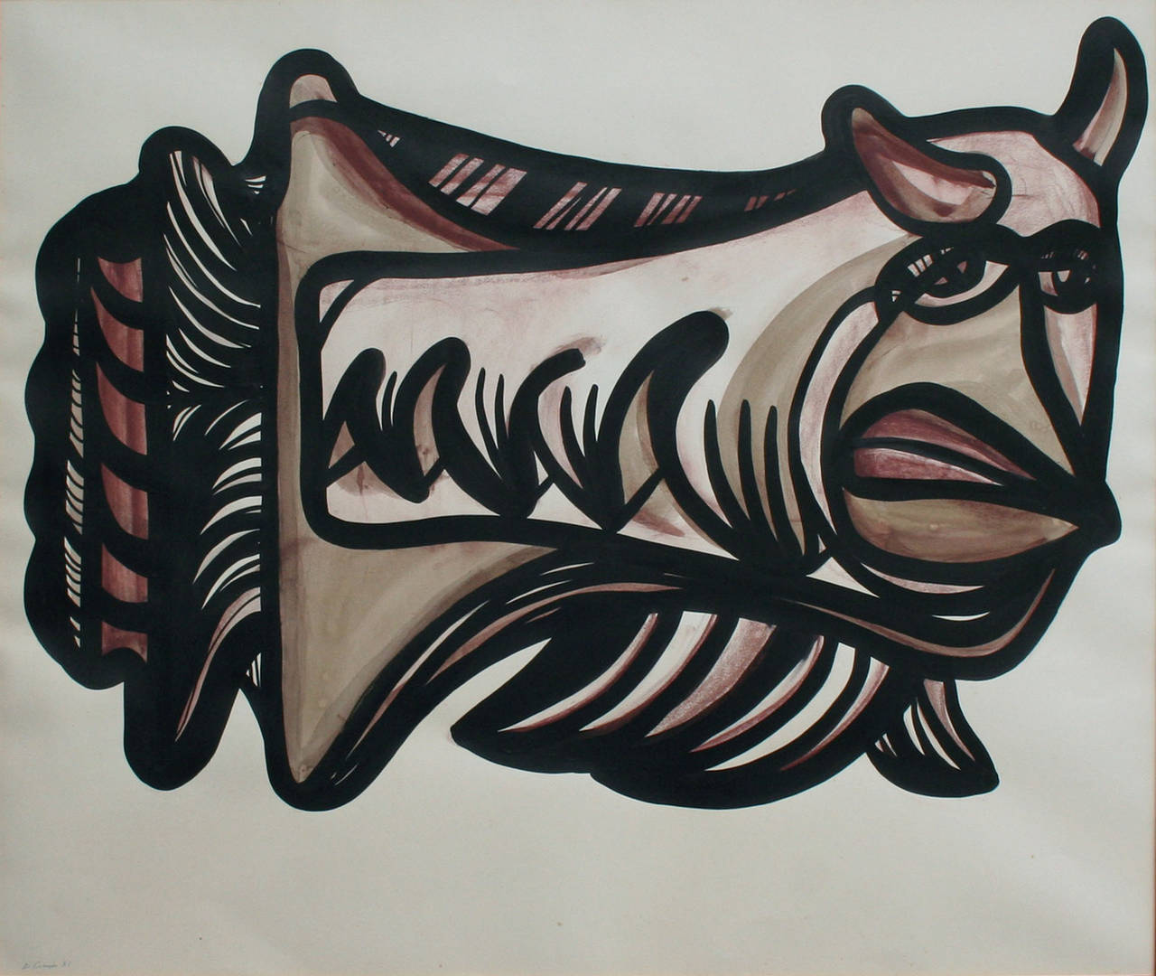 Modernist Abstract Bull  - Painting by Dick Crispo