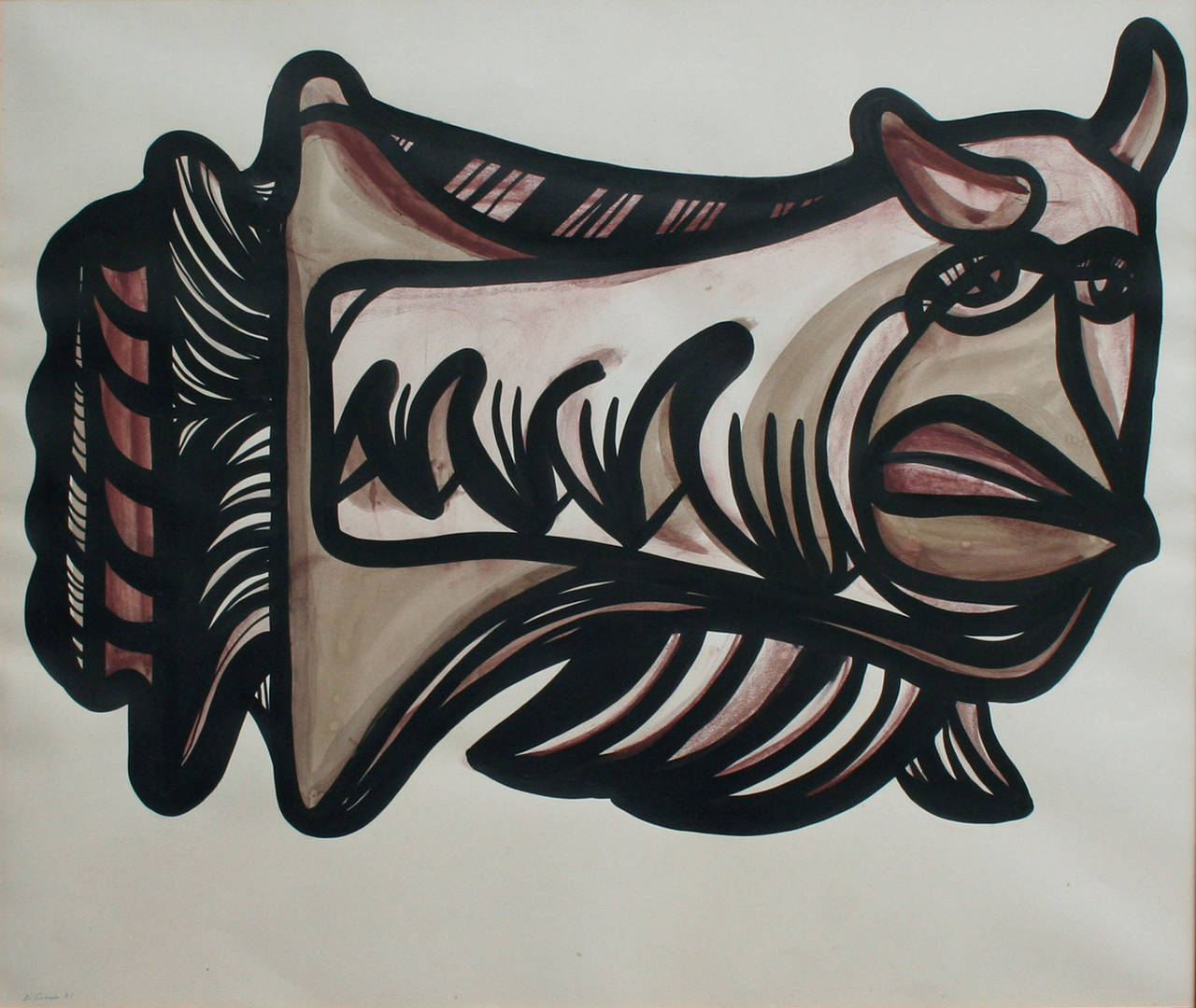 Toro astratto modernista - Painting di Dick Crispo