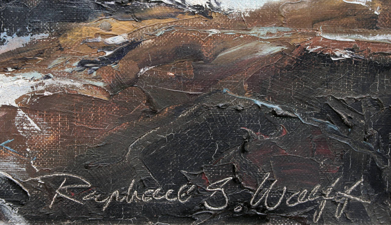 Deep Surf, Laguna Beach - Paisaje marino de mediados de siglo - Landscape Painting Gris de Raphael G. Wolff