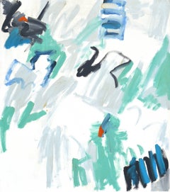 Large-Scale Abstract Expressionism with Aqua, Teal, Grey, & White 