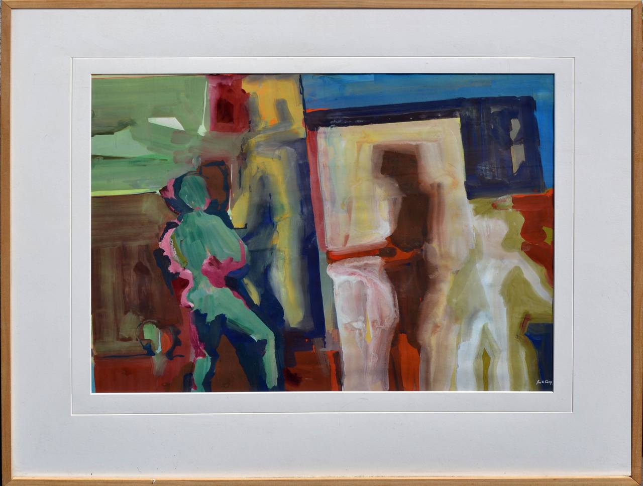James Coughlin Figurative Painting - Hanging the Show, Greeting the Guests 1967