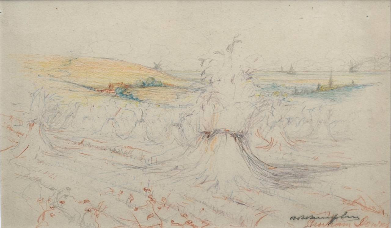 Early 20th Century Shoreham Downs Landscape Drawing  - Art by Unknown
