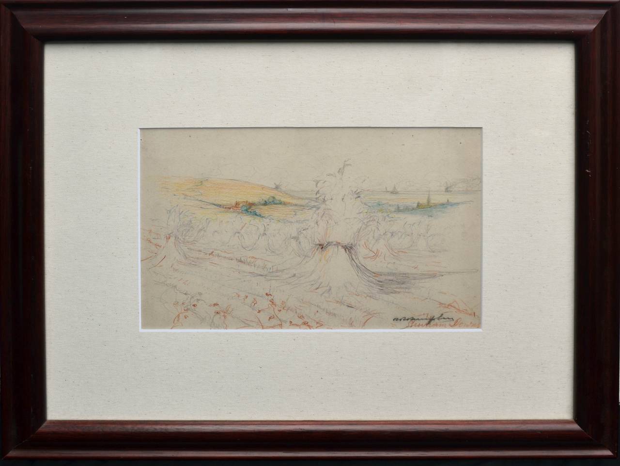 Early 20th Century Shoreham Downs Landscape Drawing 
