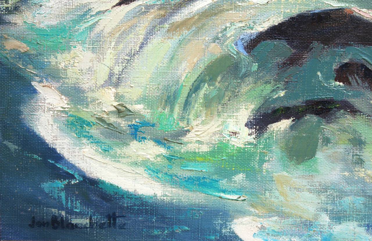 Onda dell'oceano, paesaggio marino astratto moderno di metà secolo - Painting Impressionismo americano di Jon Blanchette