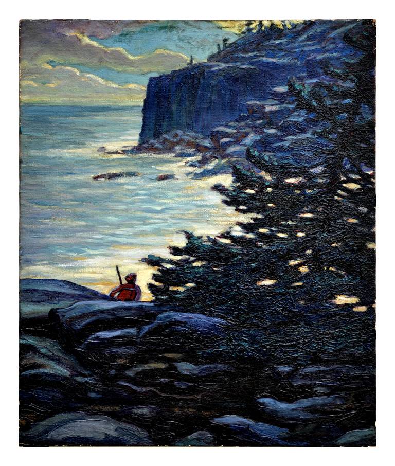 Frederick K. Detwiller Landscape Painting - Early 20th Century Nocturnal Coast of Maine