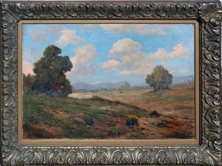 Beautiful late 19th century landscape painting of California's Mt. Tamalpais in Northern California's East Bay Area. This piece is by John Calvin Perry (American, 1848-1936), c.1870s. Signed 