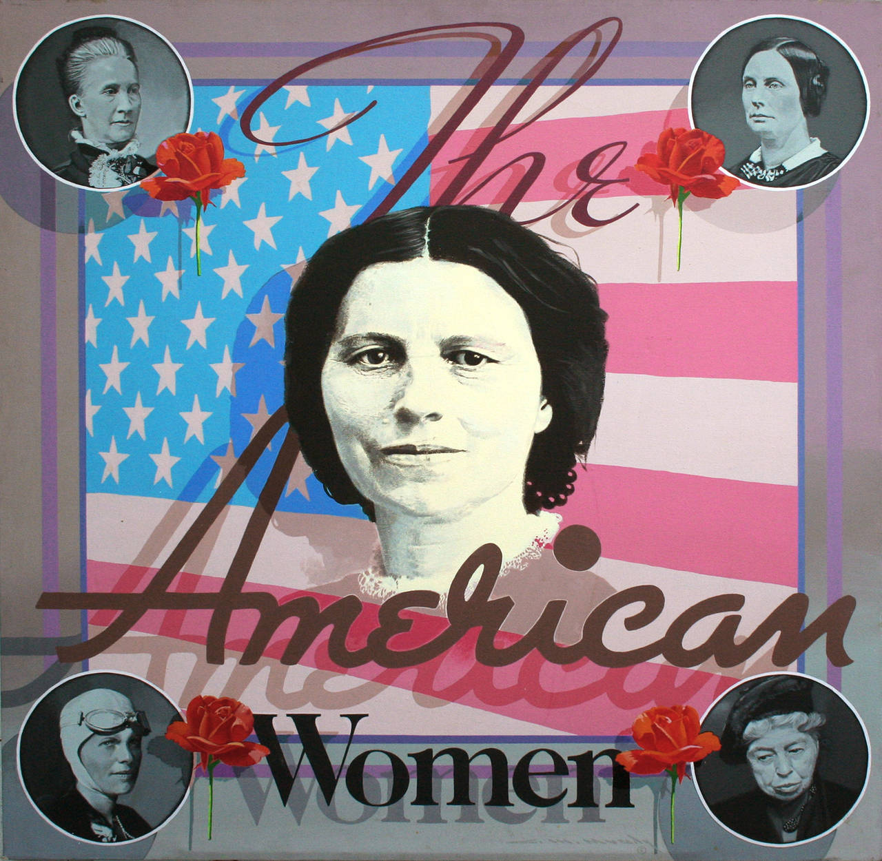 Charles Warren Mundy Figurative Painting - Woman Patriots Harriet B. Stowe, Eleanor Roosevelt, Amelia Earhart, Clara Barton