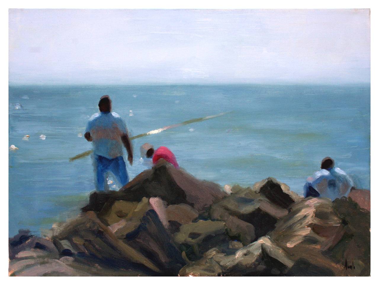 Unknown Figurative Painting - Pacific Grove Catch