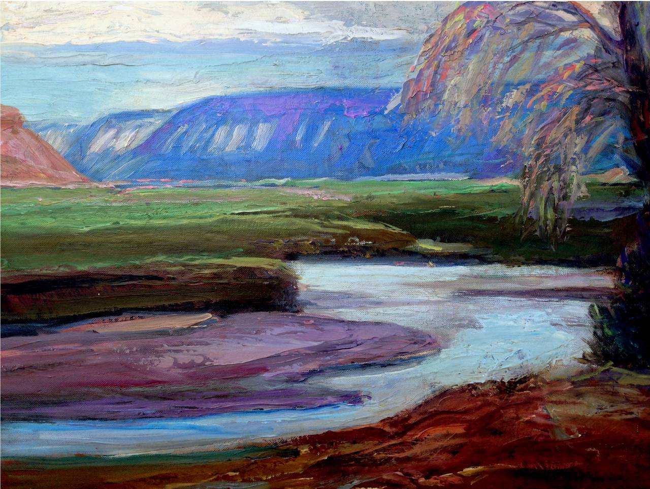 Taos River and Buttes - Painting by Walter Alexander Bailey