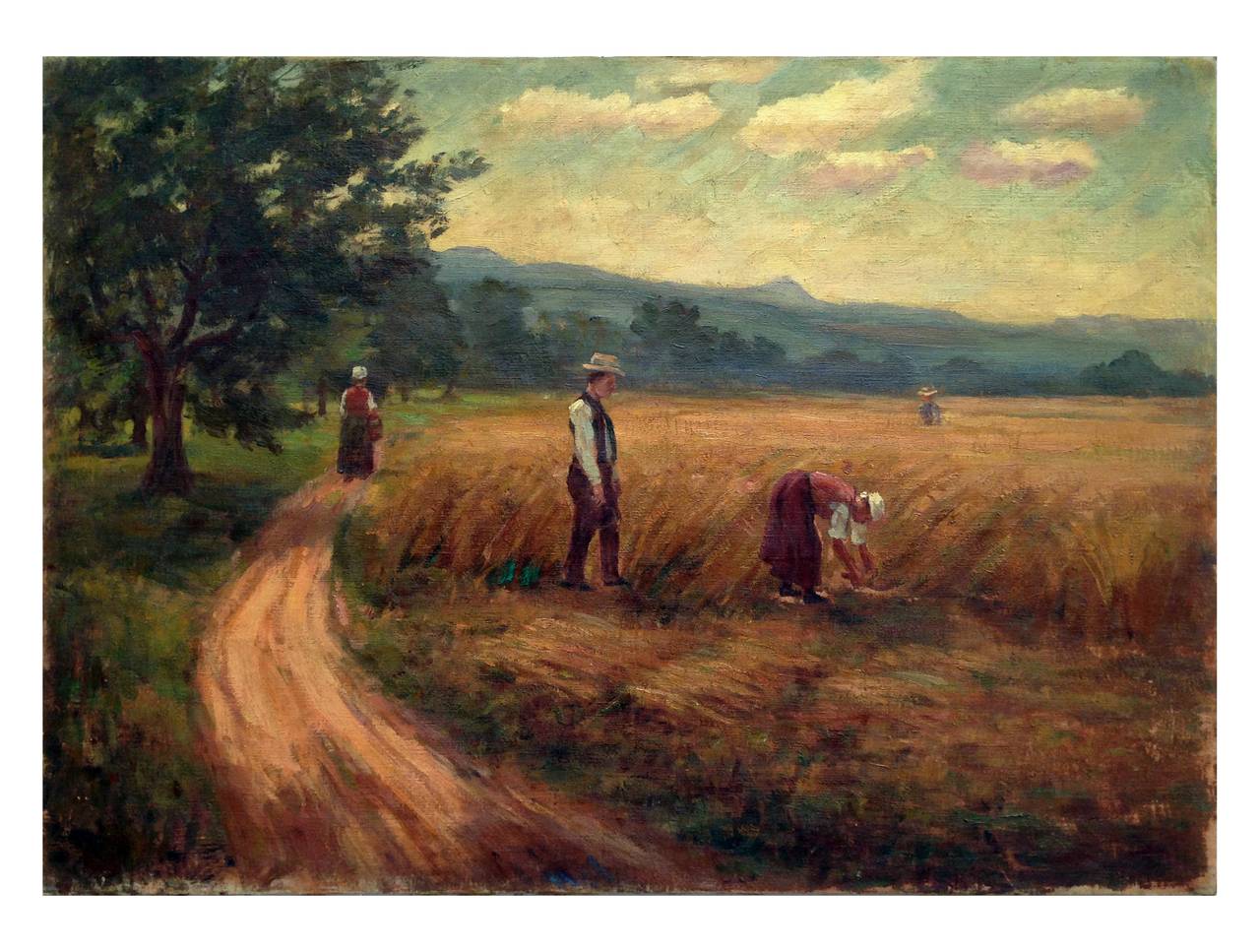 Unknown Figurative Painting - French School 19th Century Autumn Harvest