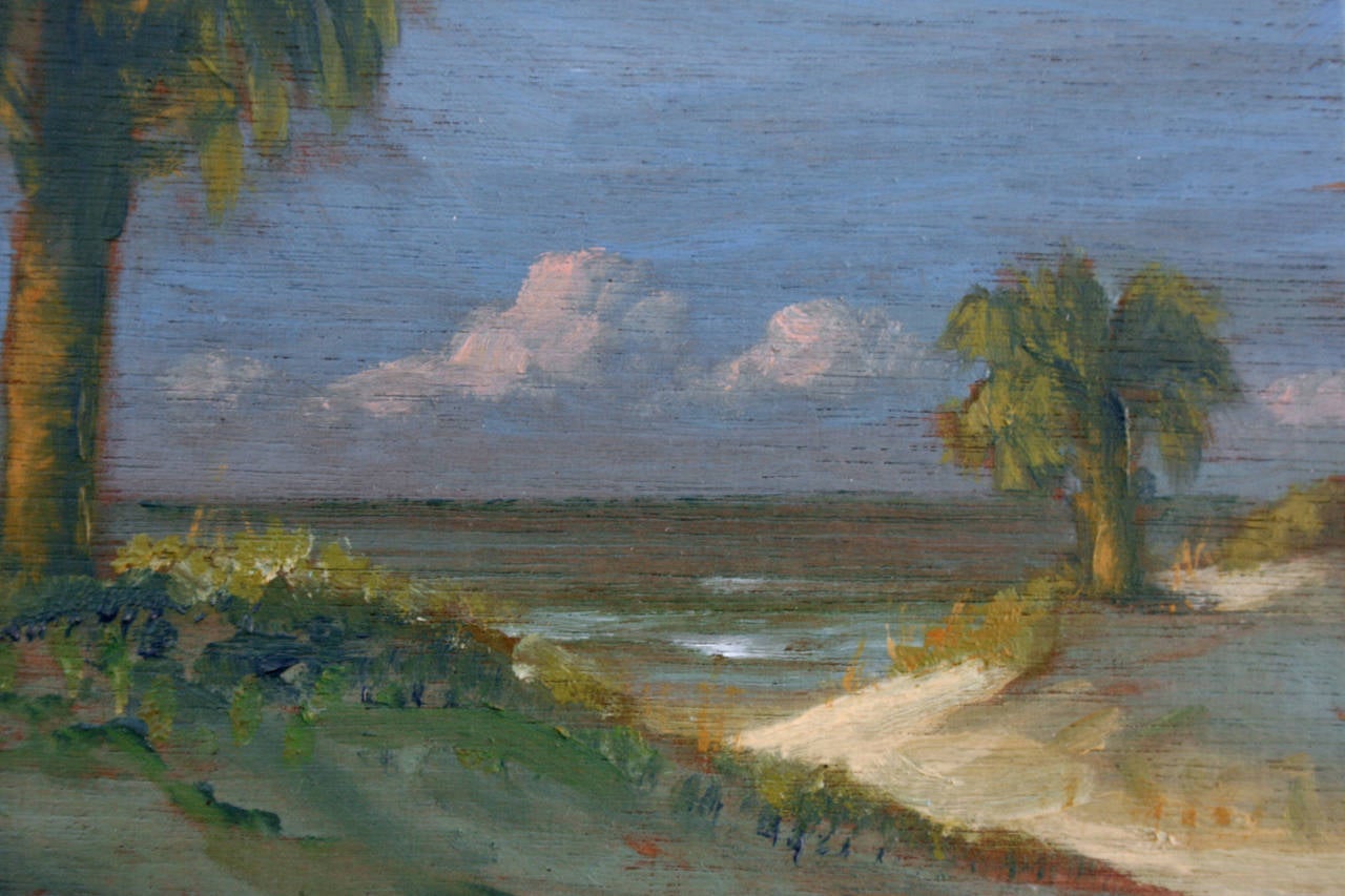 Path Through the Palms, Pensacola Florida Small-Scale Landscape  - Painting by Max Flandorfer