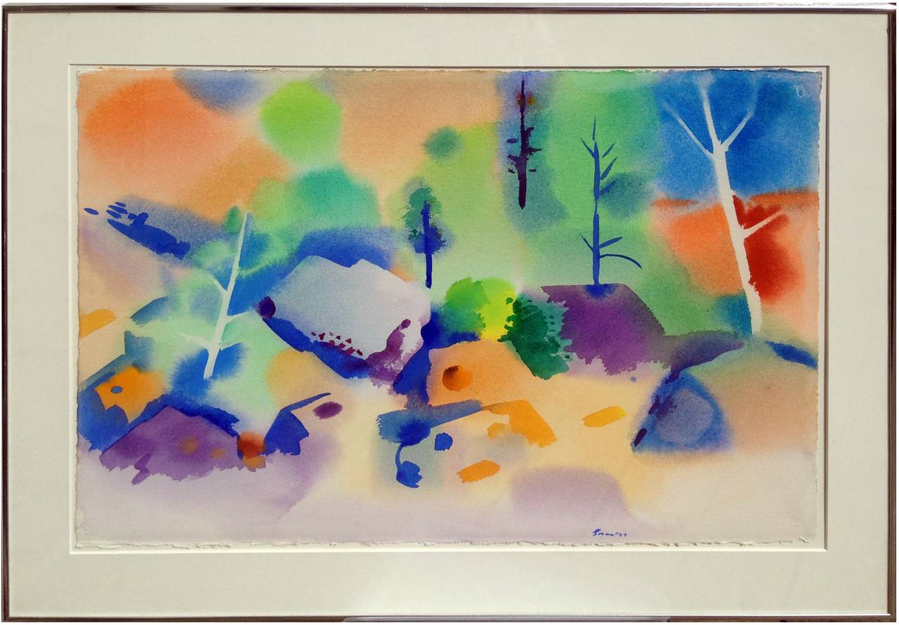 Erle Loran Abstract Painting - Boulders and Trees