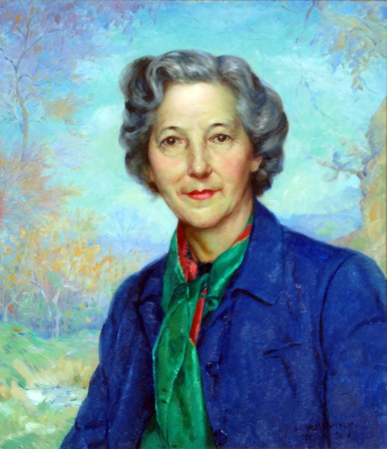 Mid Century Portrait of Artist Doris Rohr of Carmel - Painting by Abel Warshawsky