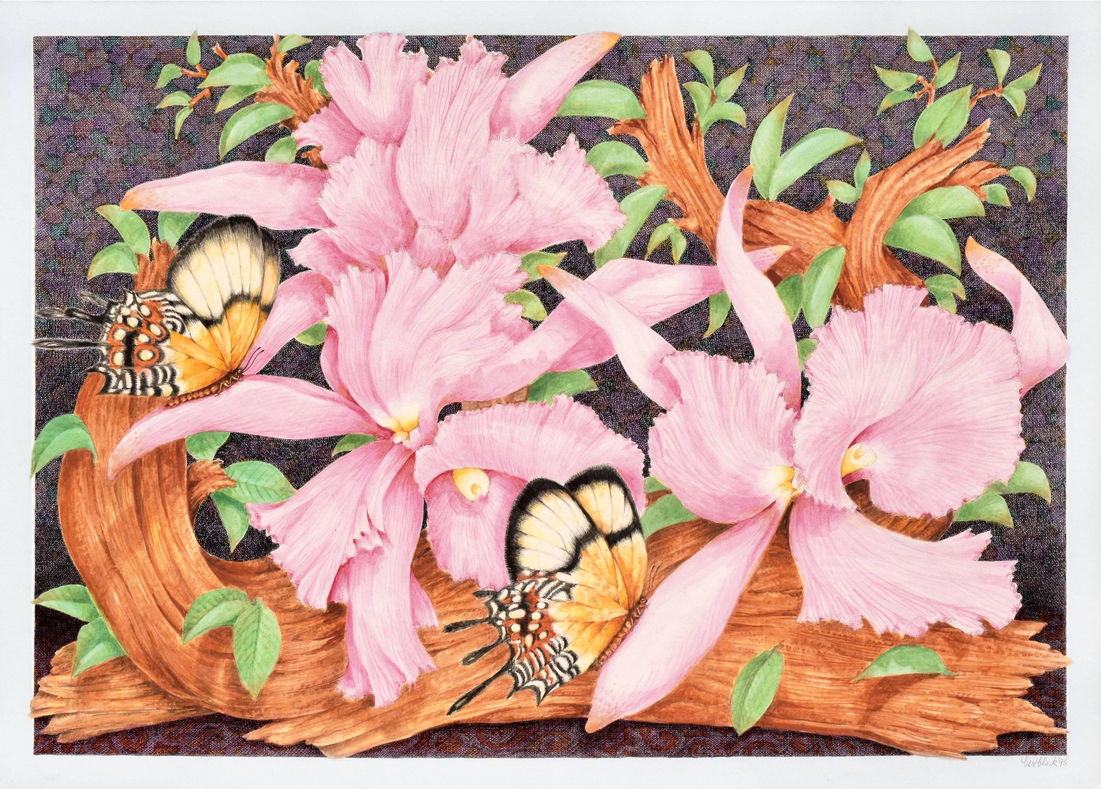 Butterflies and Hibiscus - Painting by Ben Black