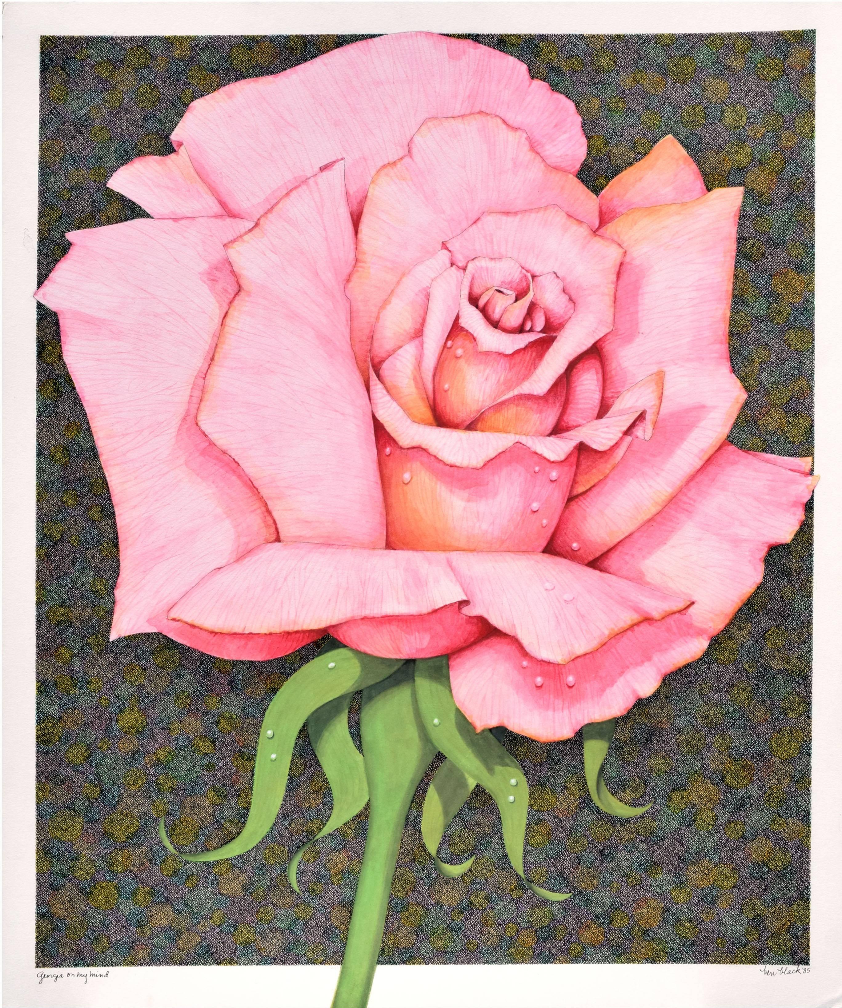 Ilustración rosa vintage -- "Georgia On My Mind" (Georgia en mi mente)