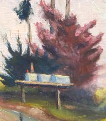 Roadside Eucalyptus Trees, Mid Century Vertical Landscape by Jon Blanchette