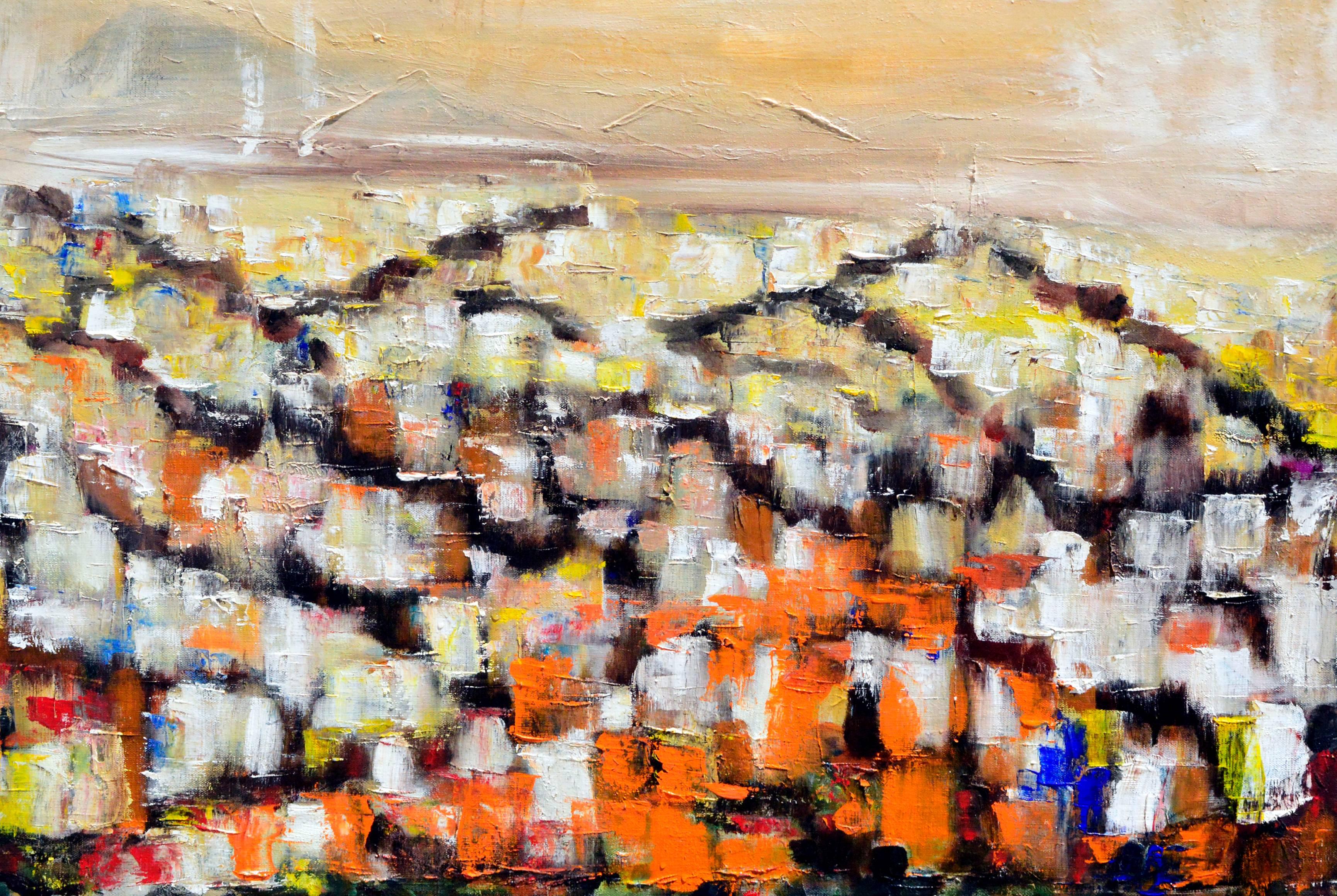 Paisaje abstracto moderno de mediados de siglo - Colinas de San Francisco en la niebla - Painting de Unknown