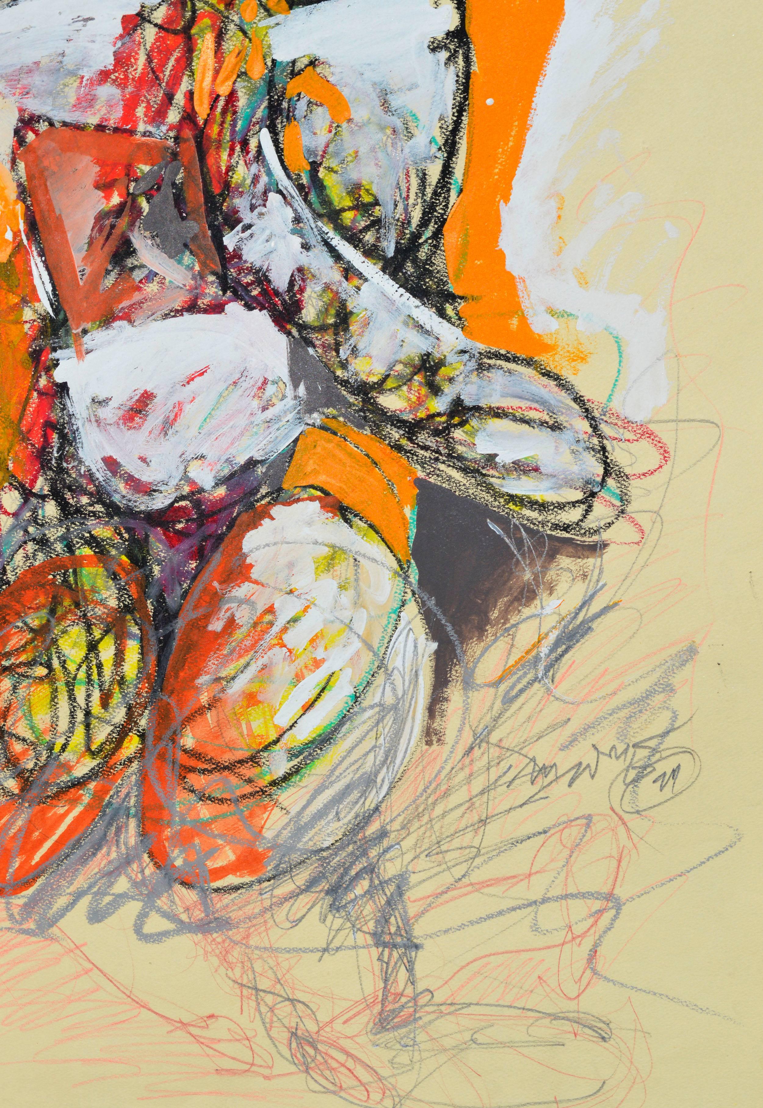 Figure expressionniste abstraite  - Beige Figurative Painting par Michael William Eggleston
