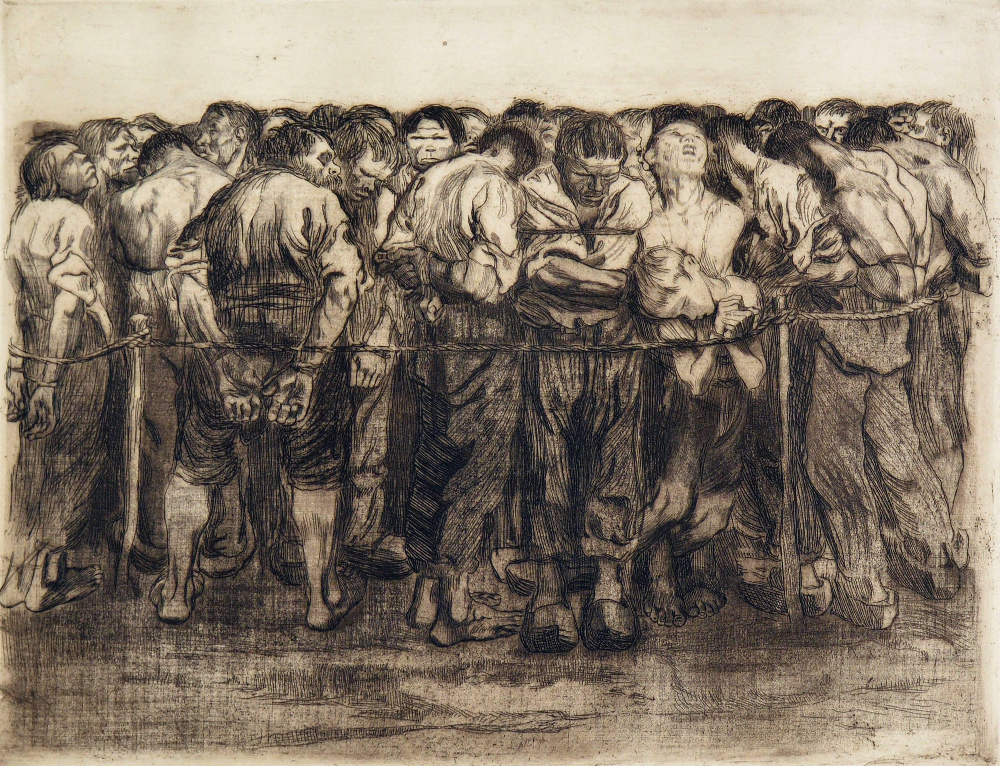 The Prisoners Figurative Etching - Print by Käthe Kollwitz