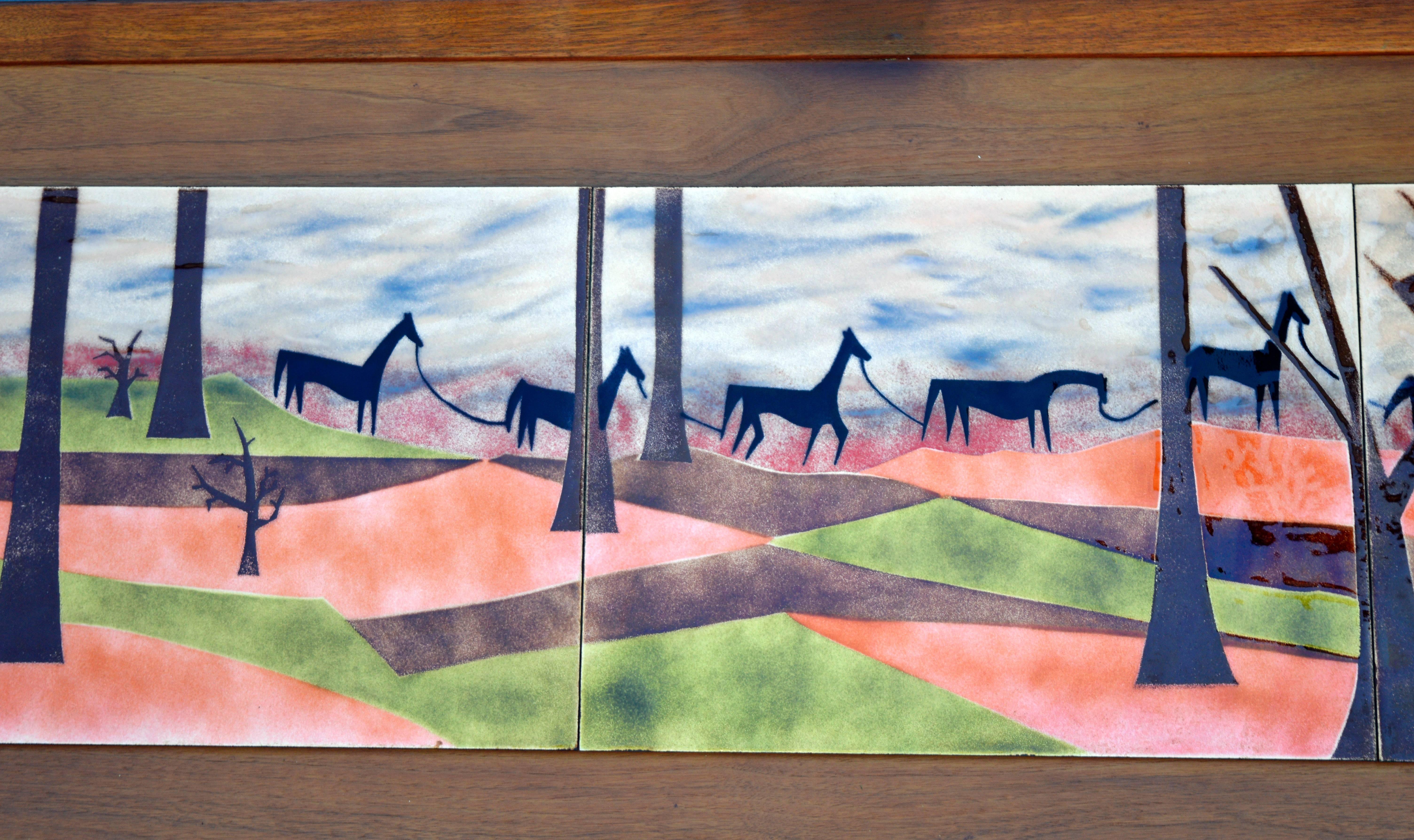 Horses on the Trail - American Modern Mixed Media Art by Judith Daner