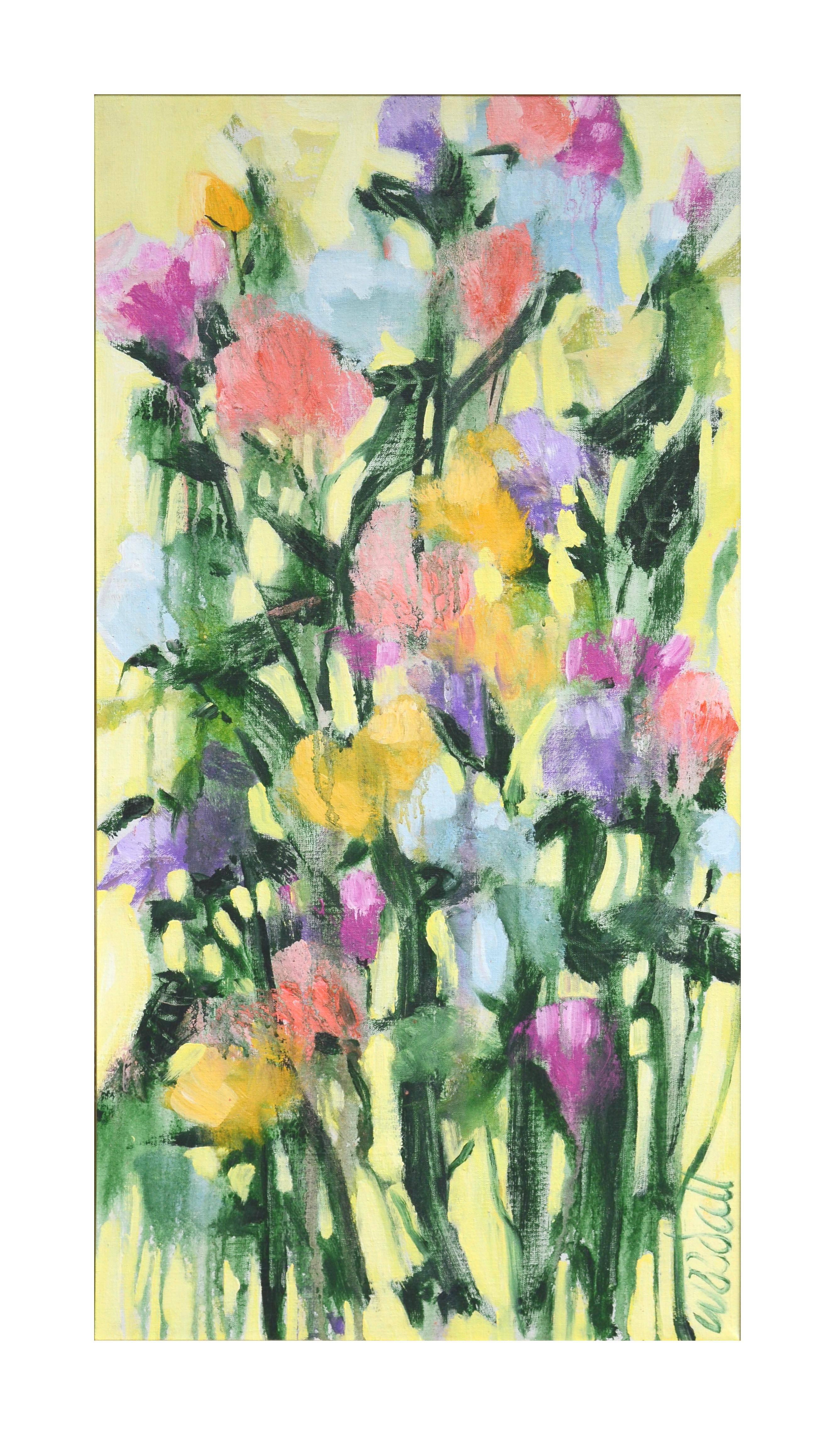 Suddenly Spring Vertical Impressionist Landscape - Painting by Dot Woodall
