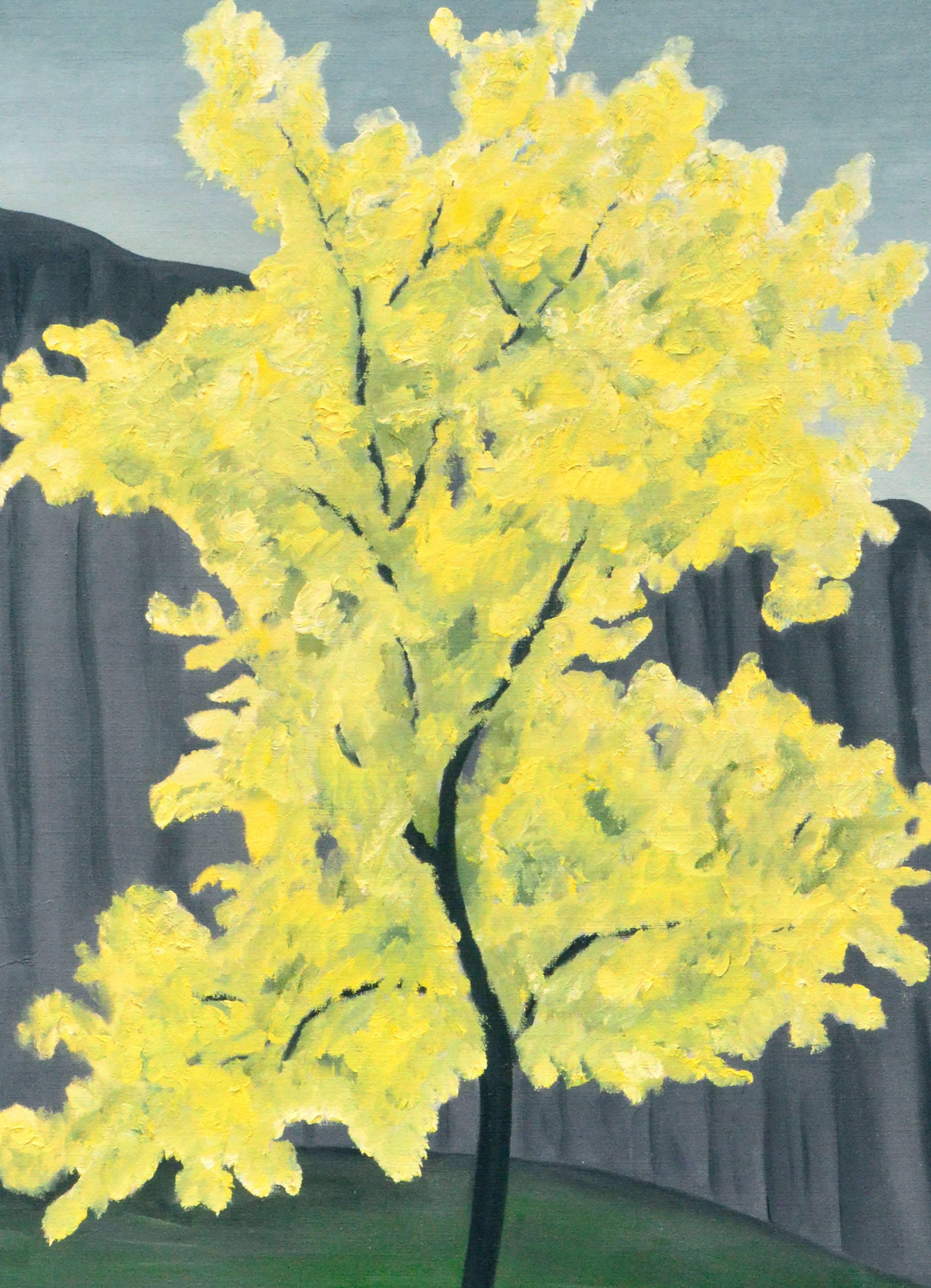 Blooming Golden Primavera Tree - Painting by Marguerite Blasingame