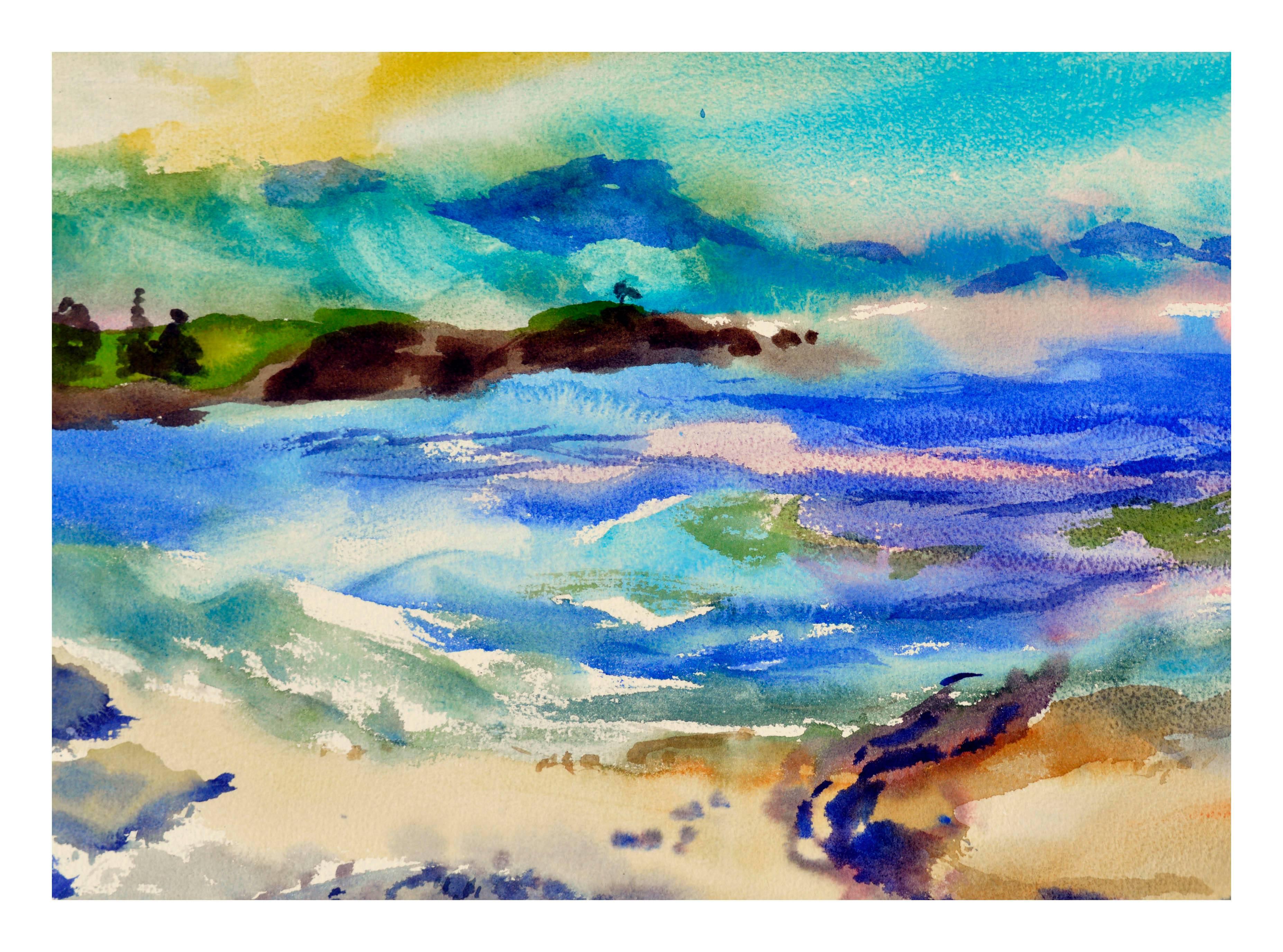 Big Sur Pastel Seascape - Painting by Les Anderson