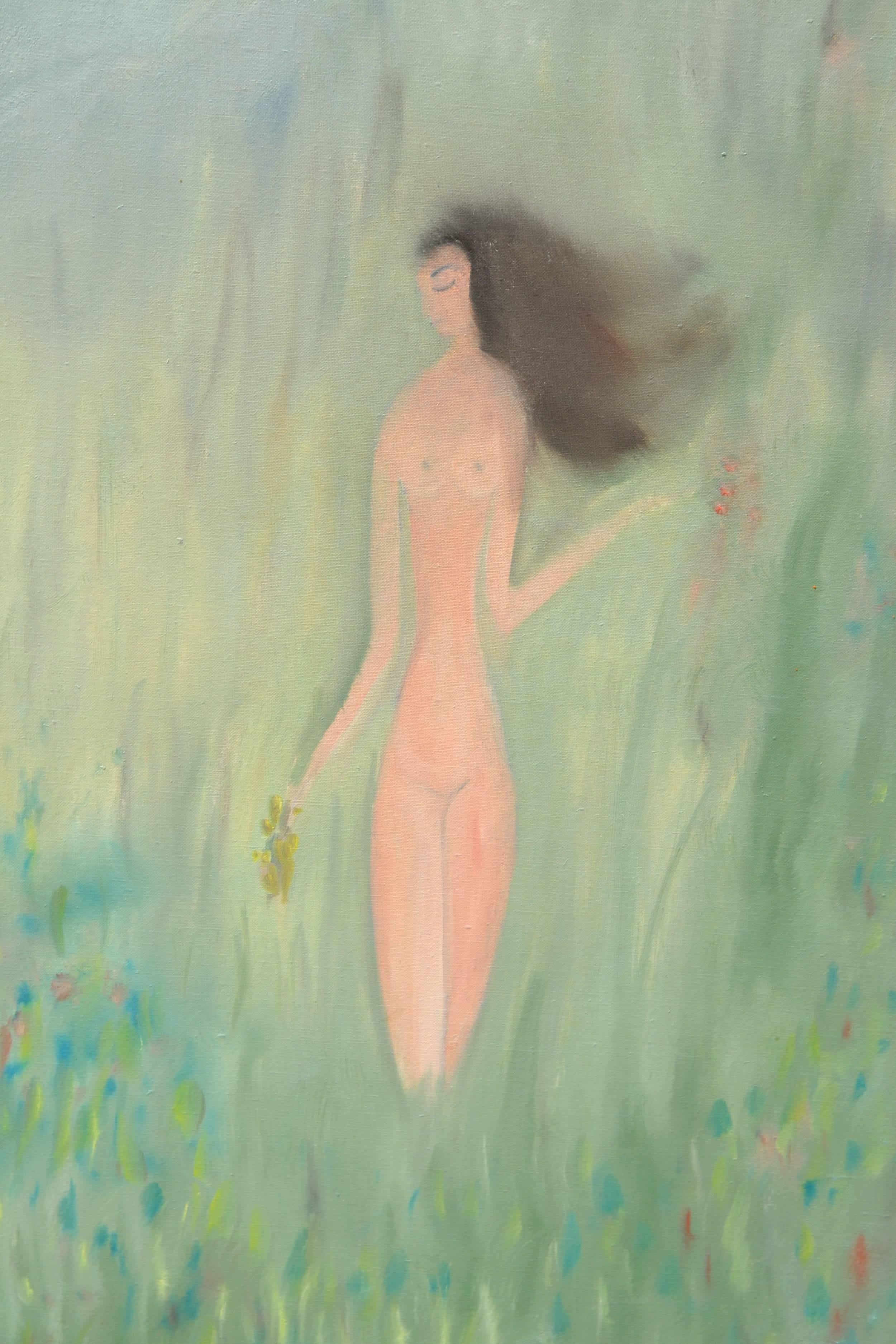 Two Spring Figures - Symbolist Painting by Marguerite Blasingame