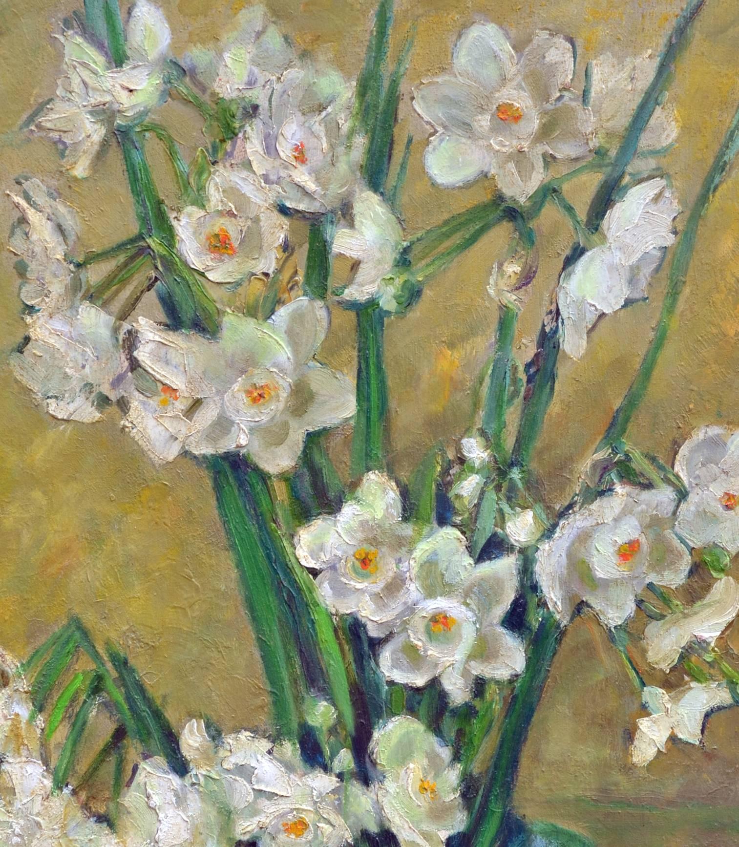 Vase of Daffodil Still Life - Painting by Helen Enoch Gleiforst