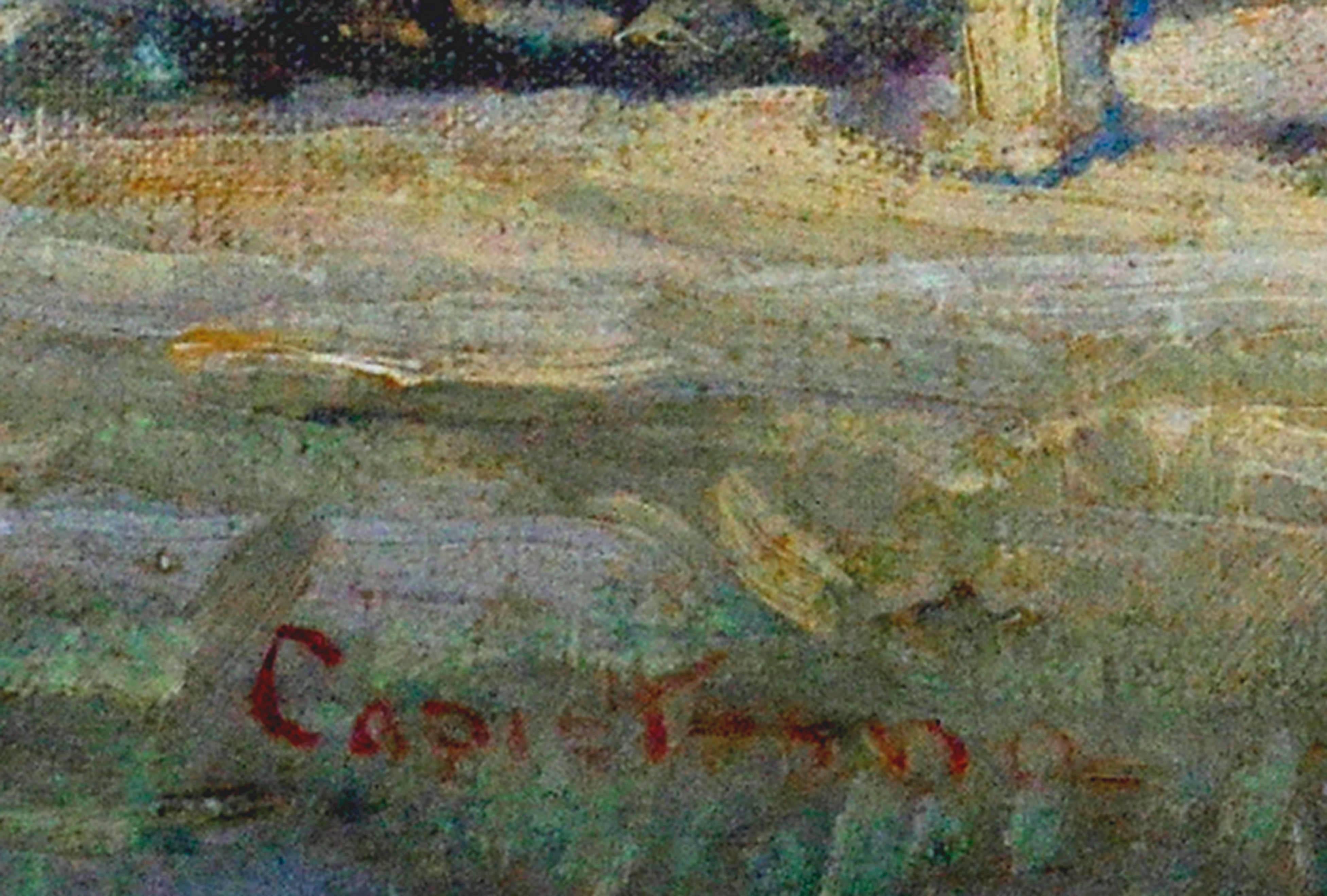 Principios del siglo XX Misión de San Juan Capistrano - Paisaje figurativo - Figurative Painting Marrón de Warren E. Rollins