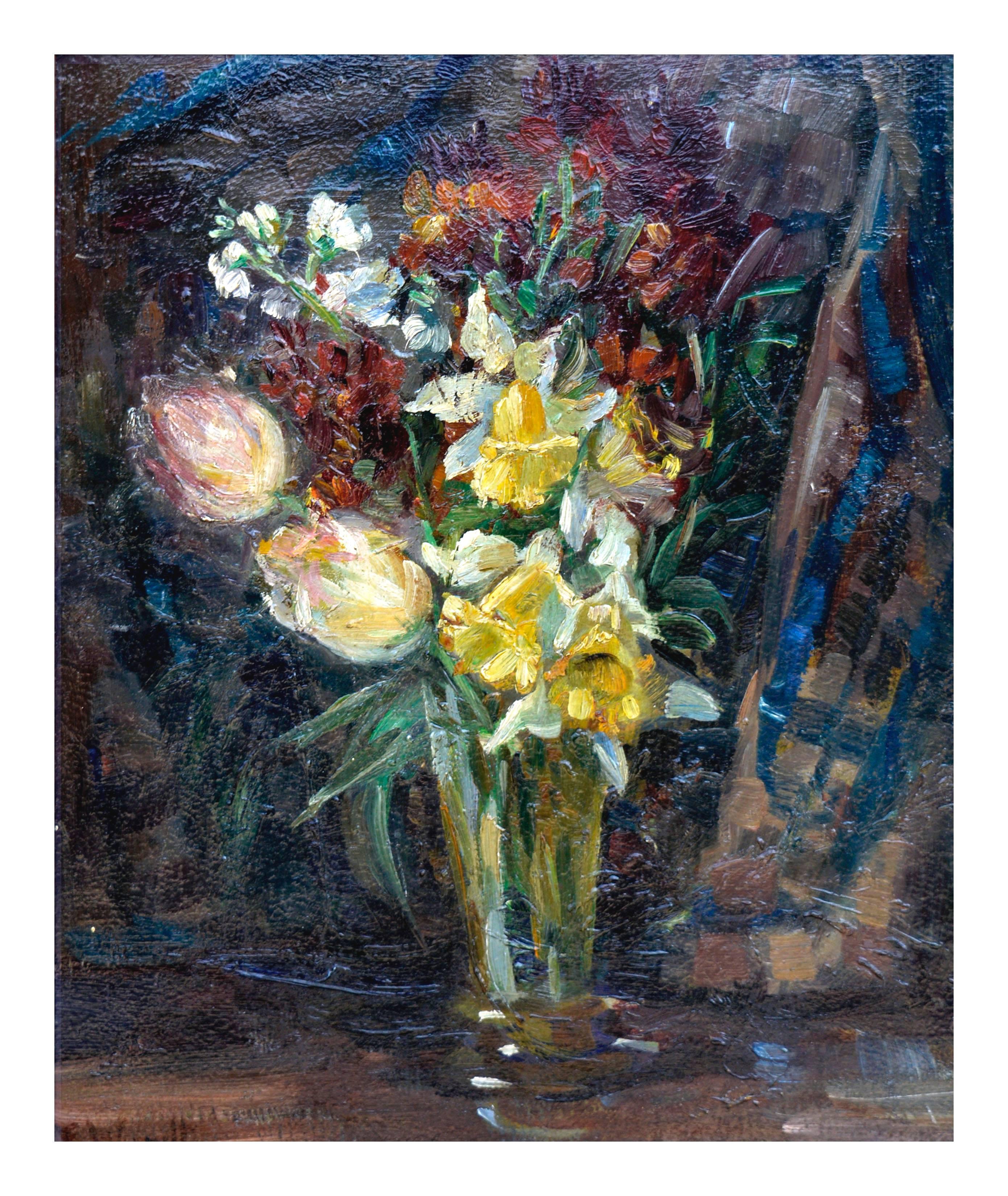 Blumenstrauß Stillleben des späten 19. Jahrhunderts  – Painting von Elizabeth Von Wundt