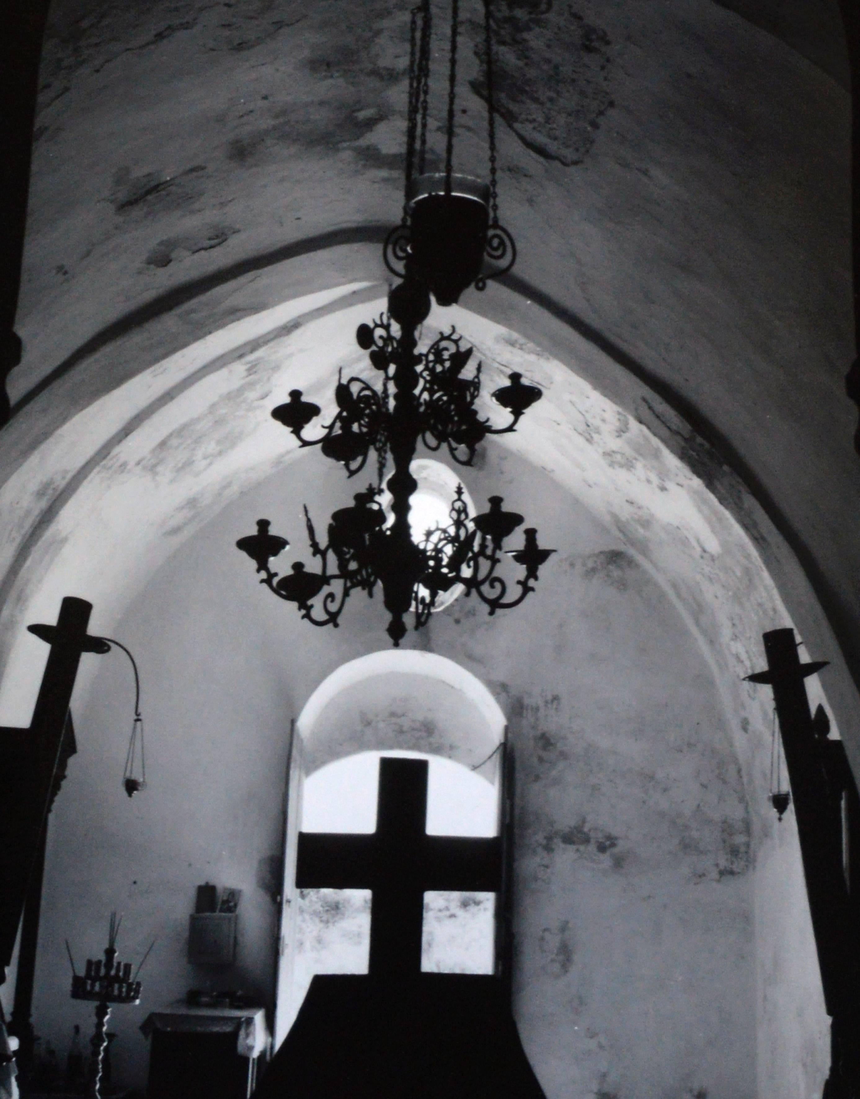 Cretian Chapel - Black Black and White Photograph by William Giles