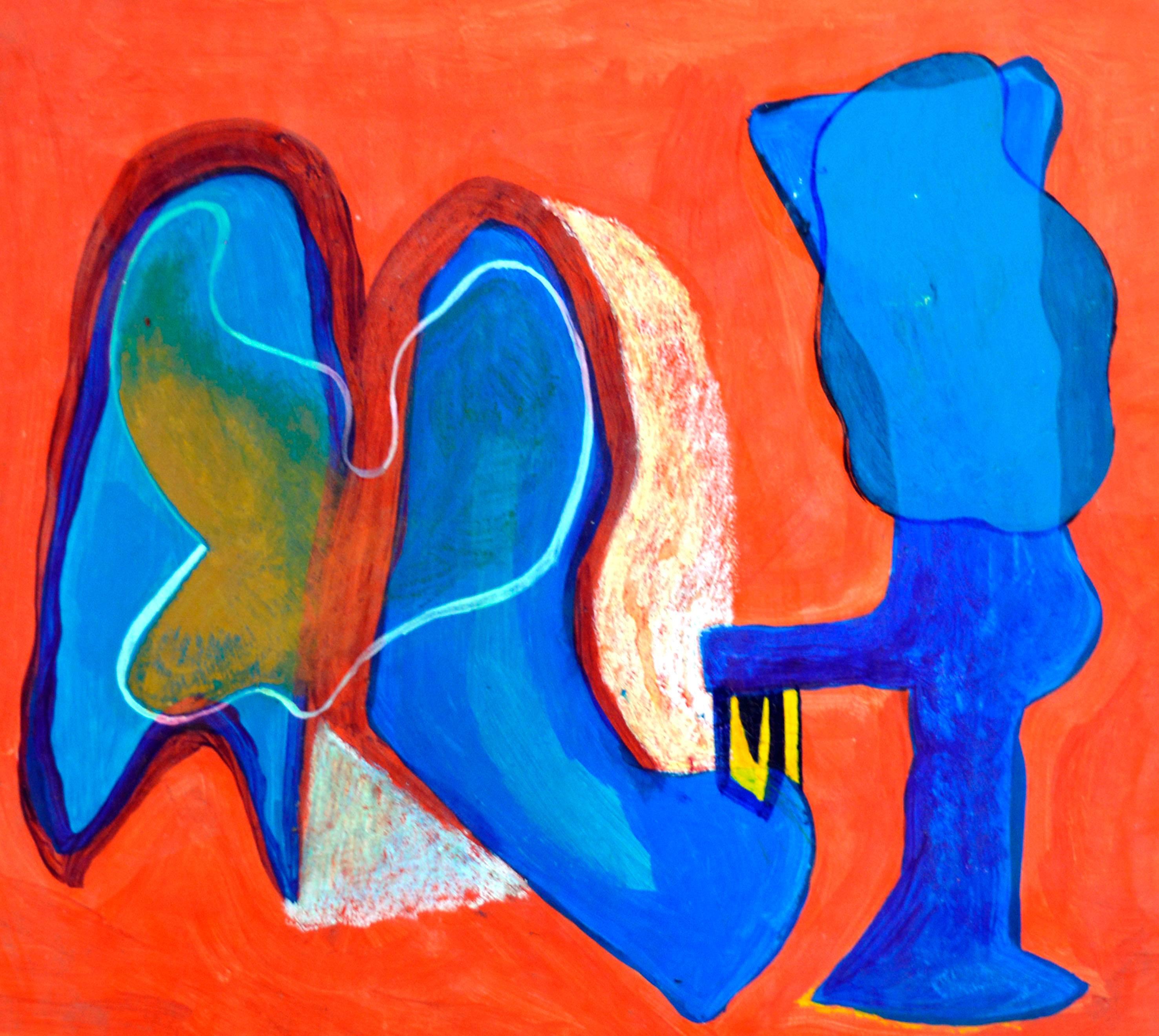 Orange Abstract Boot Maker - Abstract Expressionist Painting by Michael William Eggleston