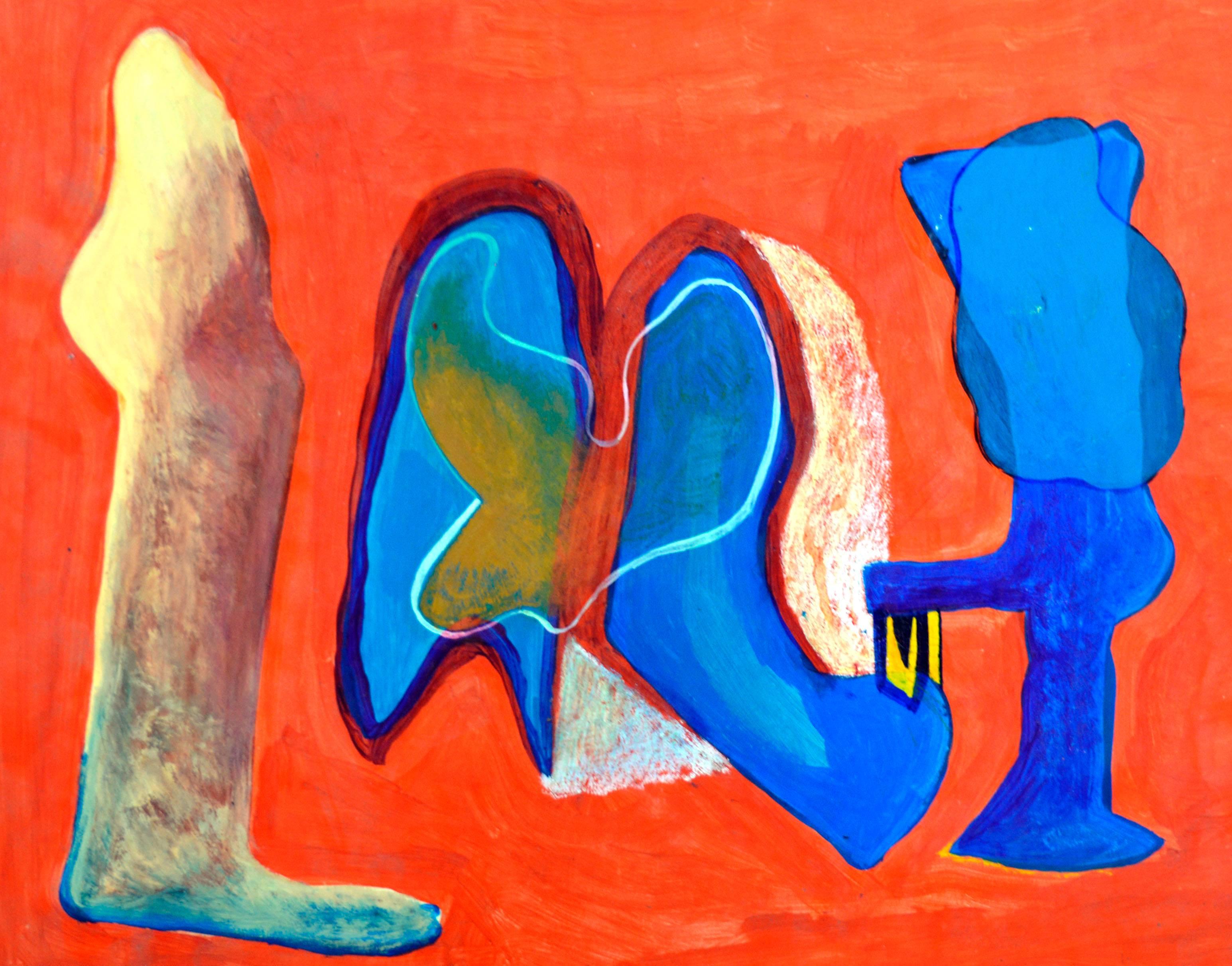 Orange Abstract Boot Maker - Painting by Michael William Eggleston