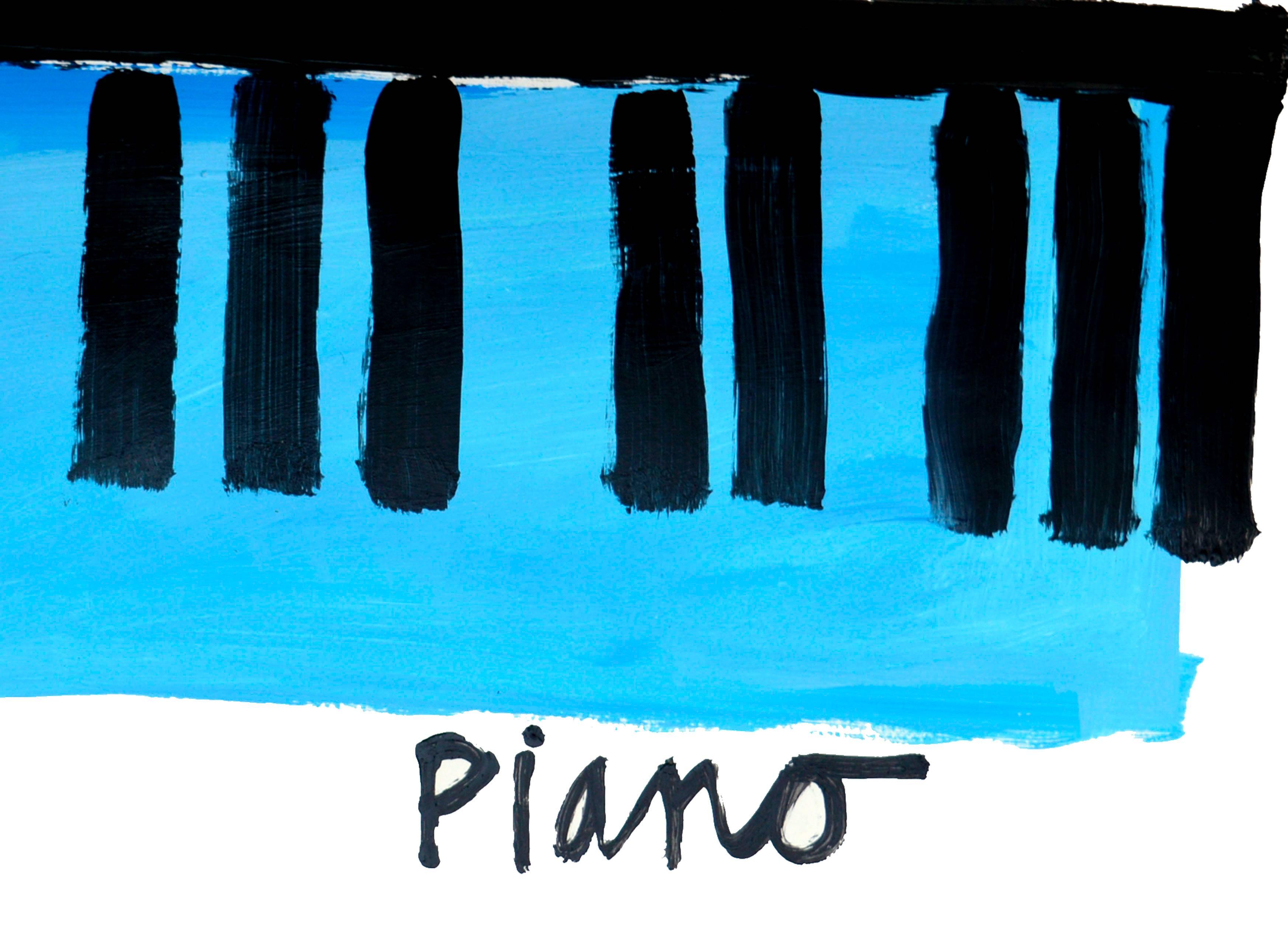 Piano  - Blue Abstract Painting by Michael William Eggleston