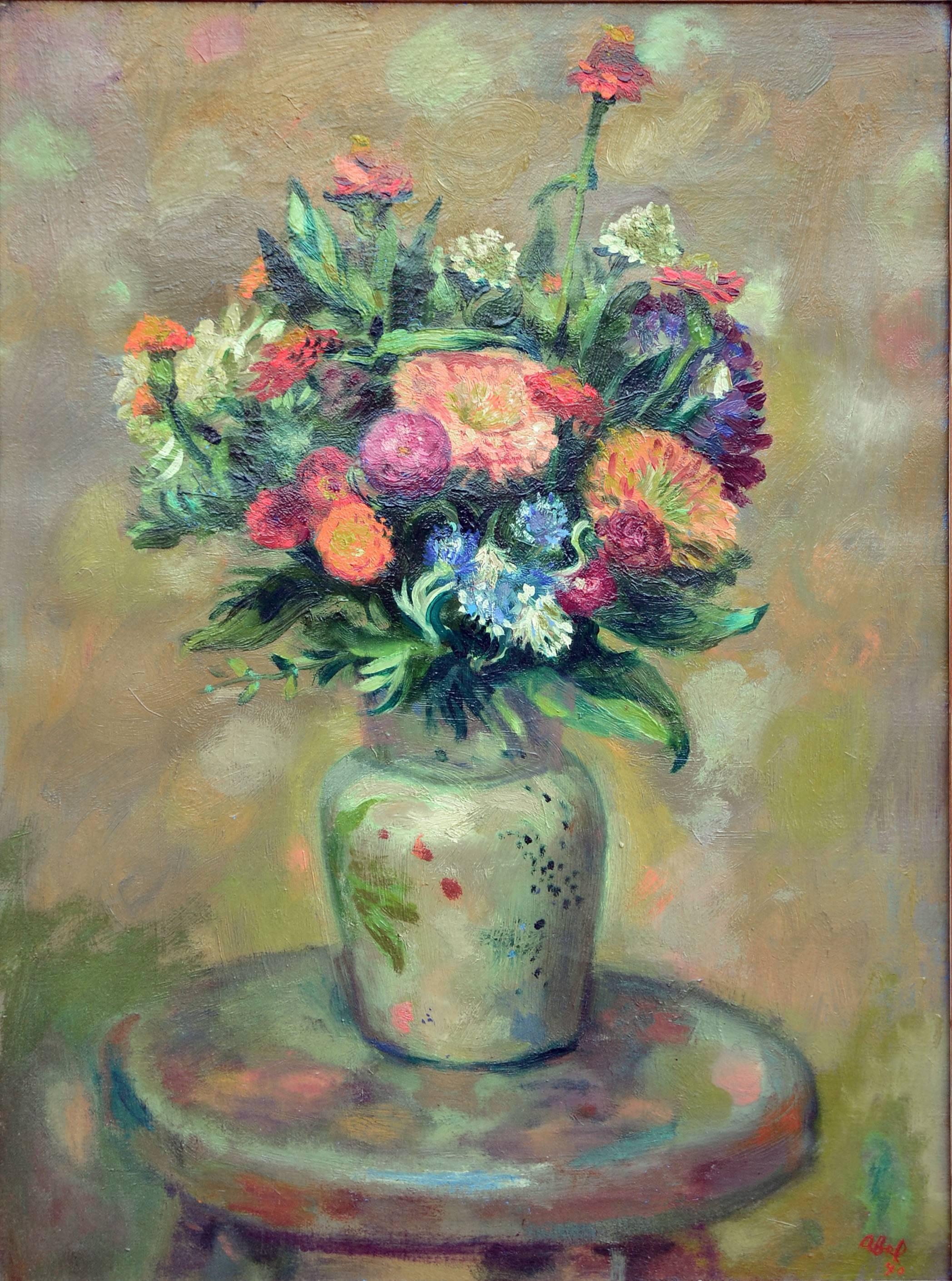 1940's Floral Still Life -- Summer Bouquet - Painting by Myer Abel