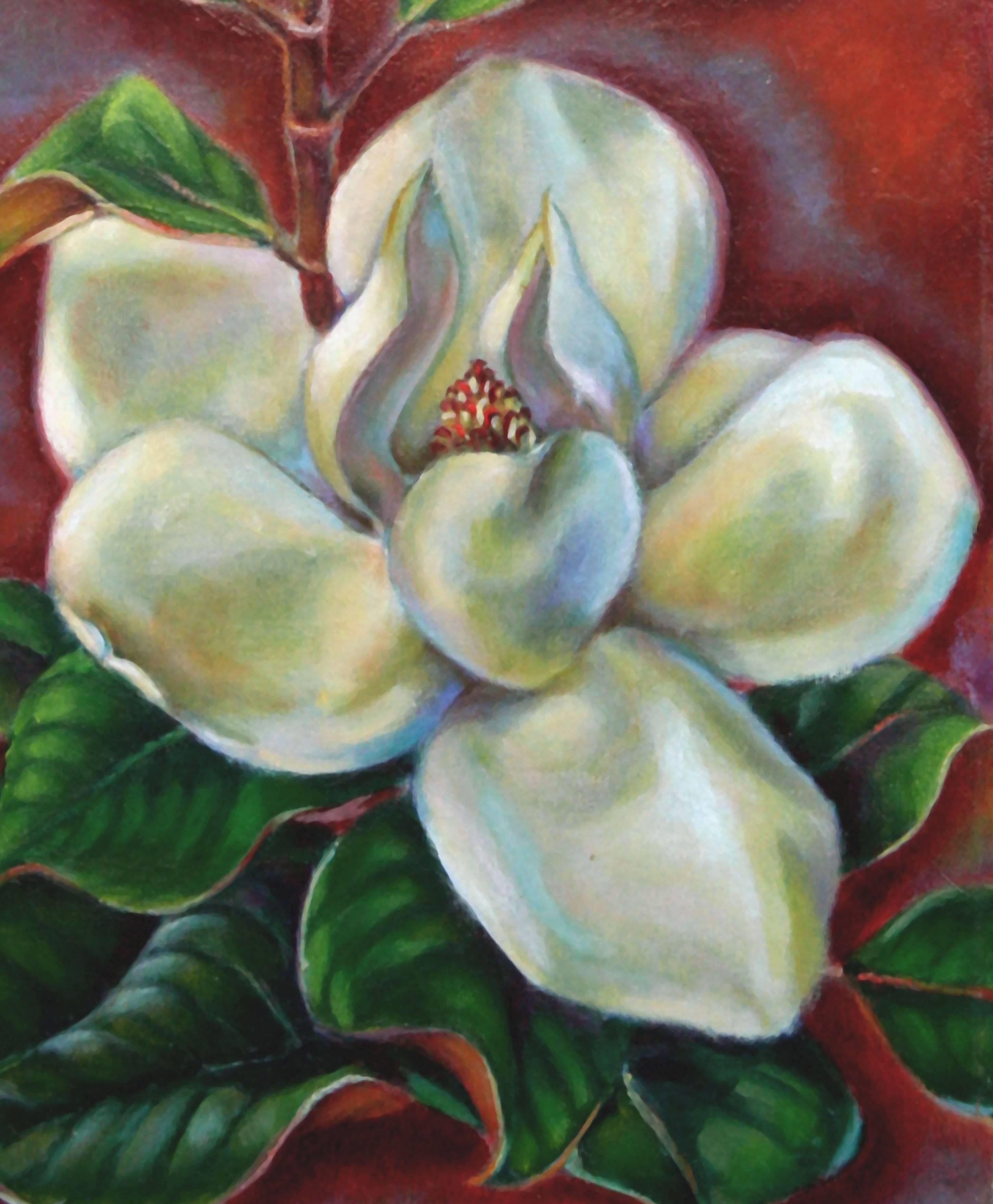 Magnolia Blossom, 1935 - Painting by Virginia Sevier Rogers