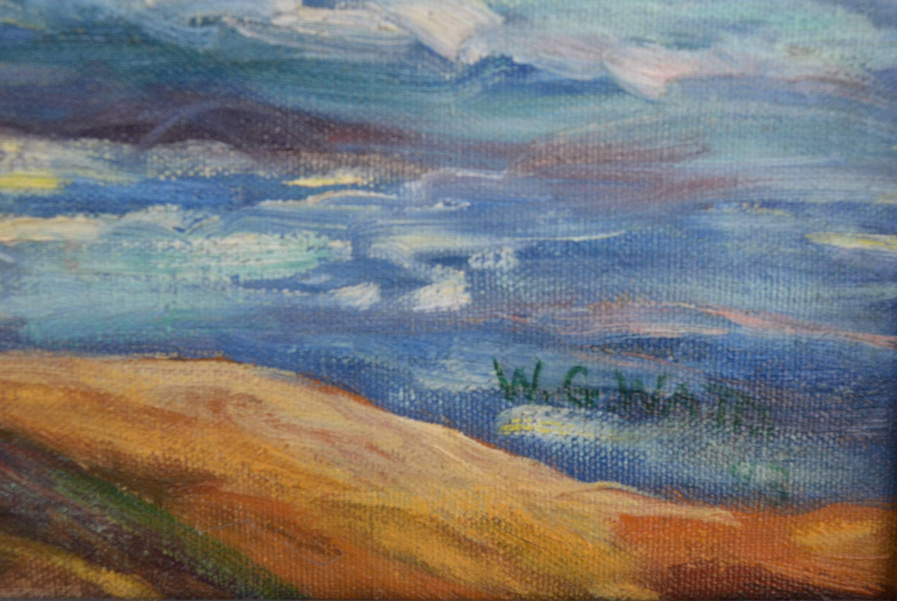 Paysage marin de Californie Asilomar du milieu du siècle, 1943 - Impressionnisme américain Painting par William Clothier Watts