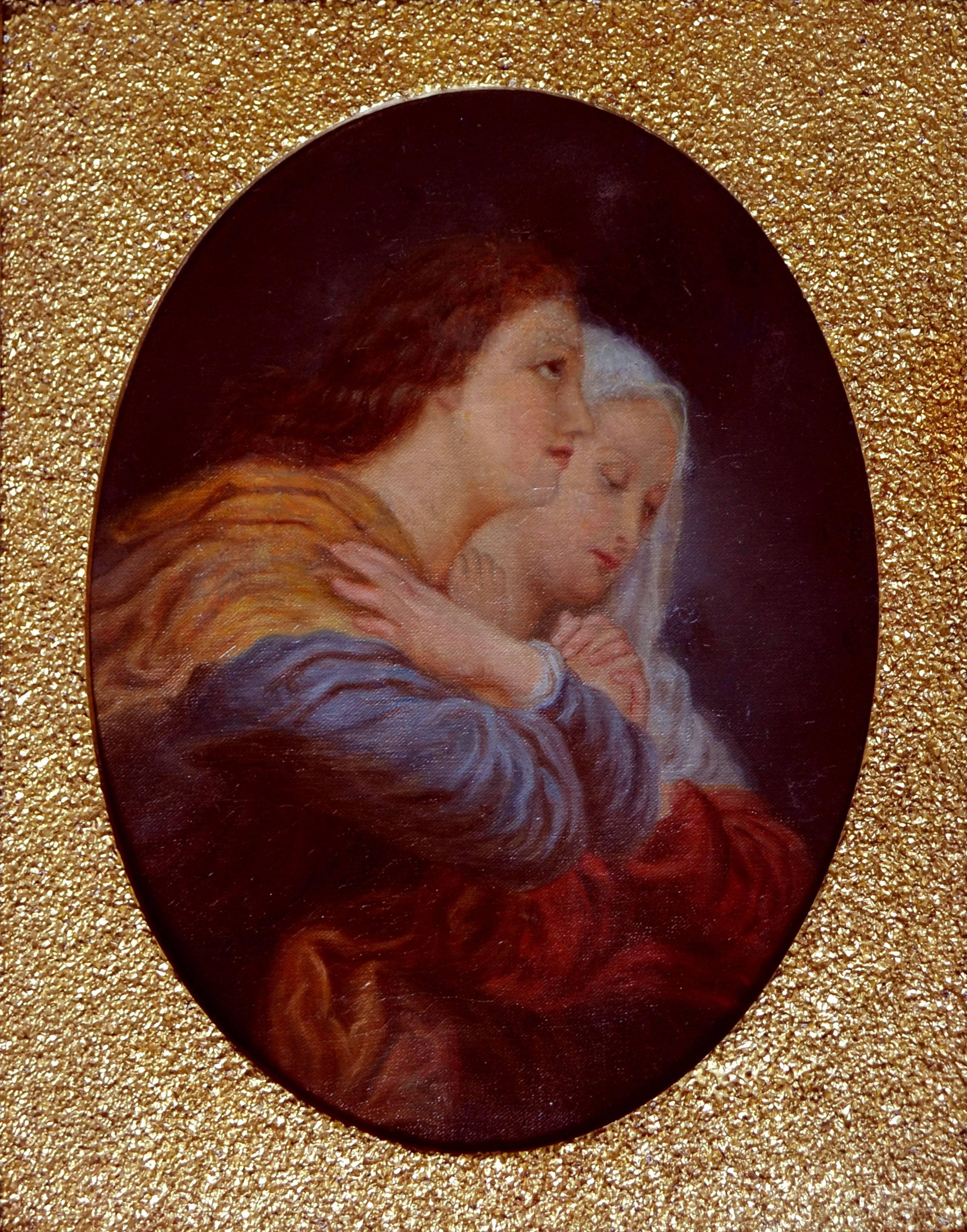 Joseph and Mary, Mid 19th Century Figurative  - Painting by Unknown