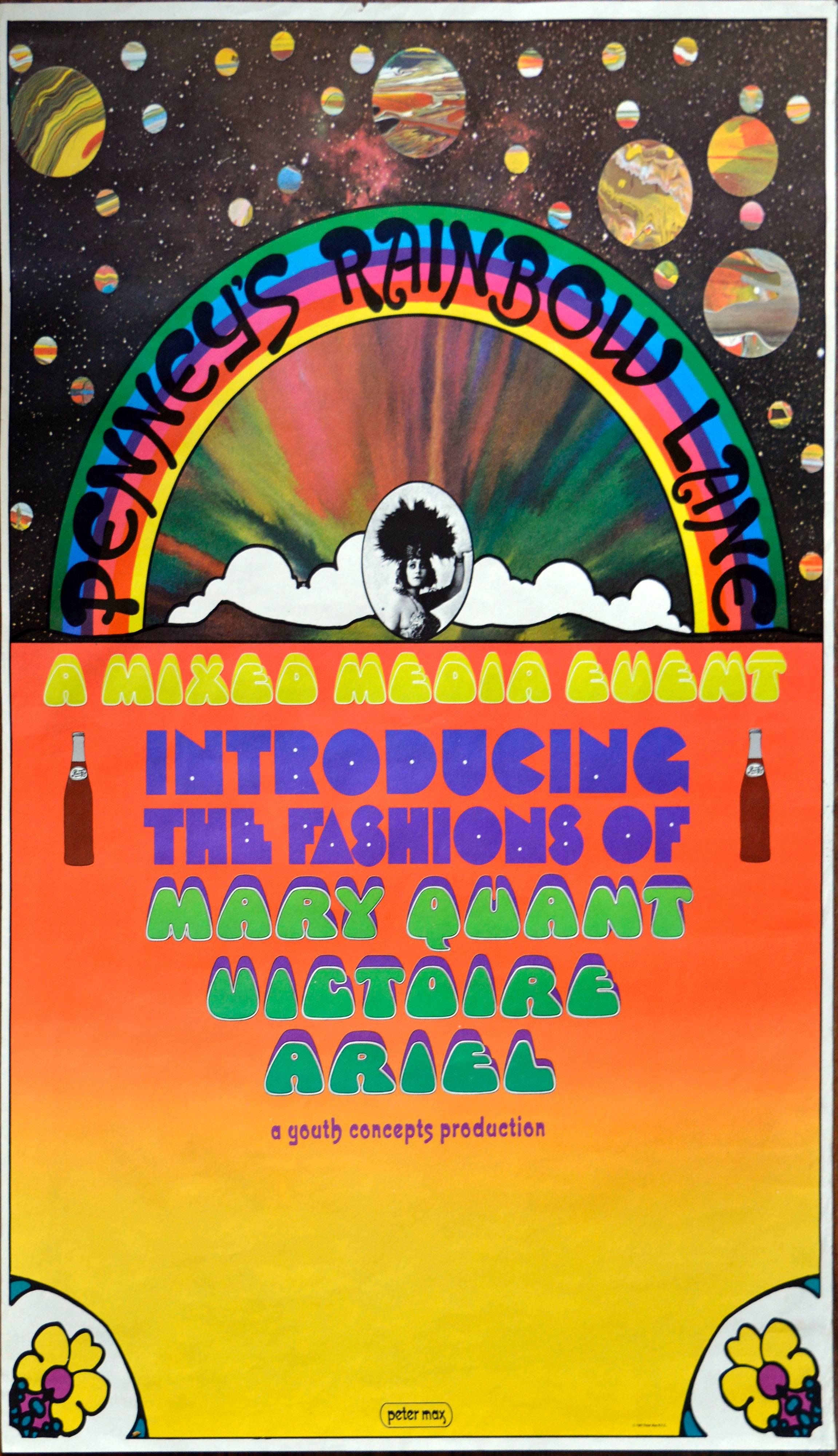 Peter Max Abstract Print – Penny's Rainbow Lane - abstraktes psychedelisches Pop-Art-Poster aus den 1960er Jahren 