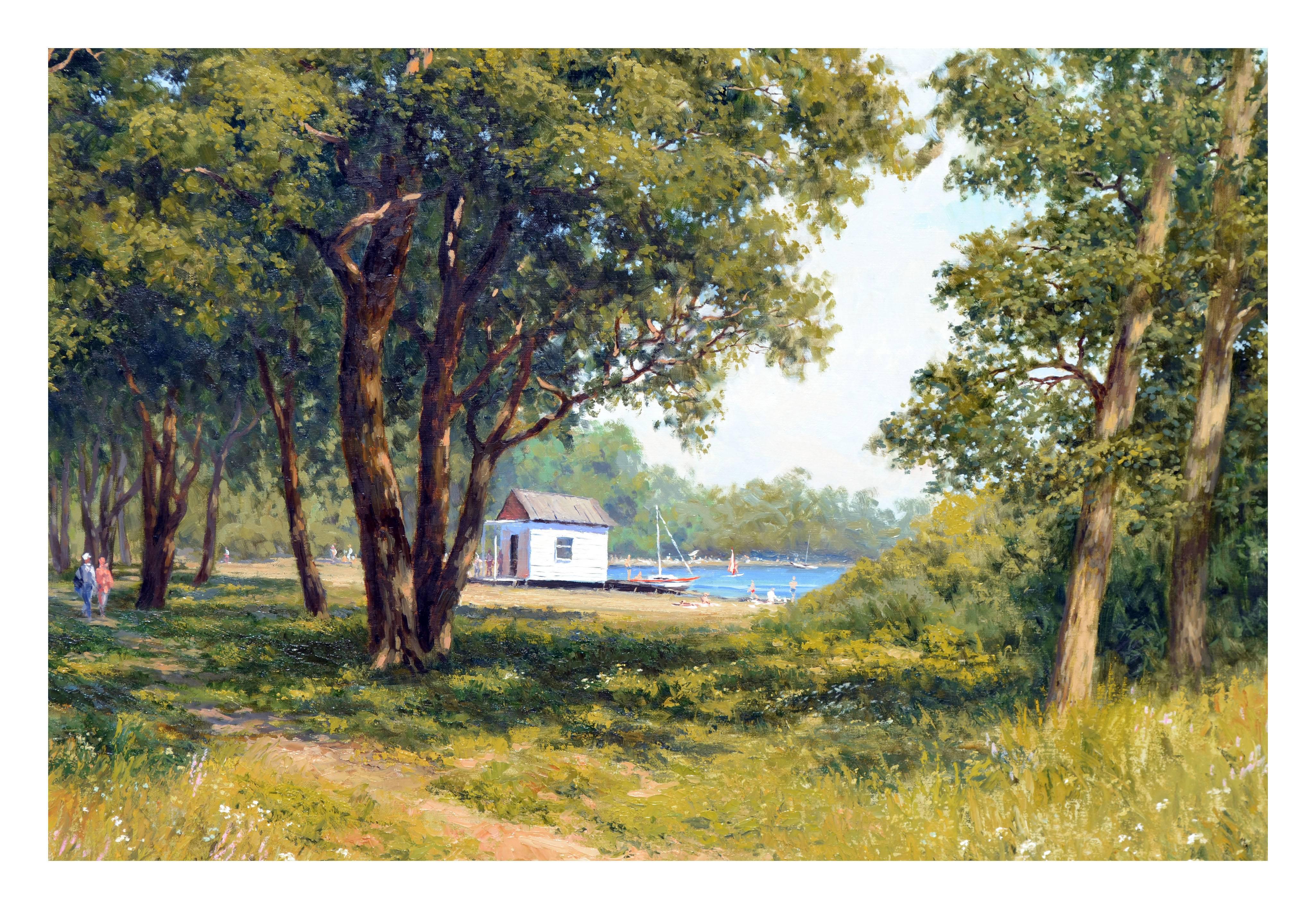 Groformatige lgemlde auf Leinwand Landschaft - Sommer am See  – Painting von Vadim Dolgov