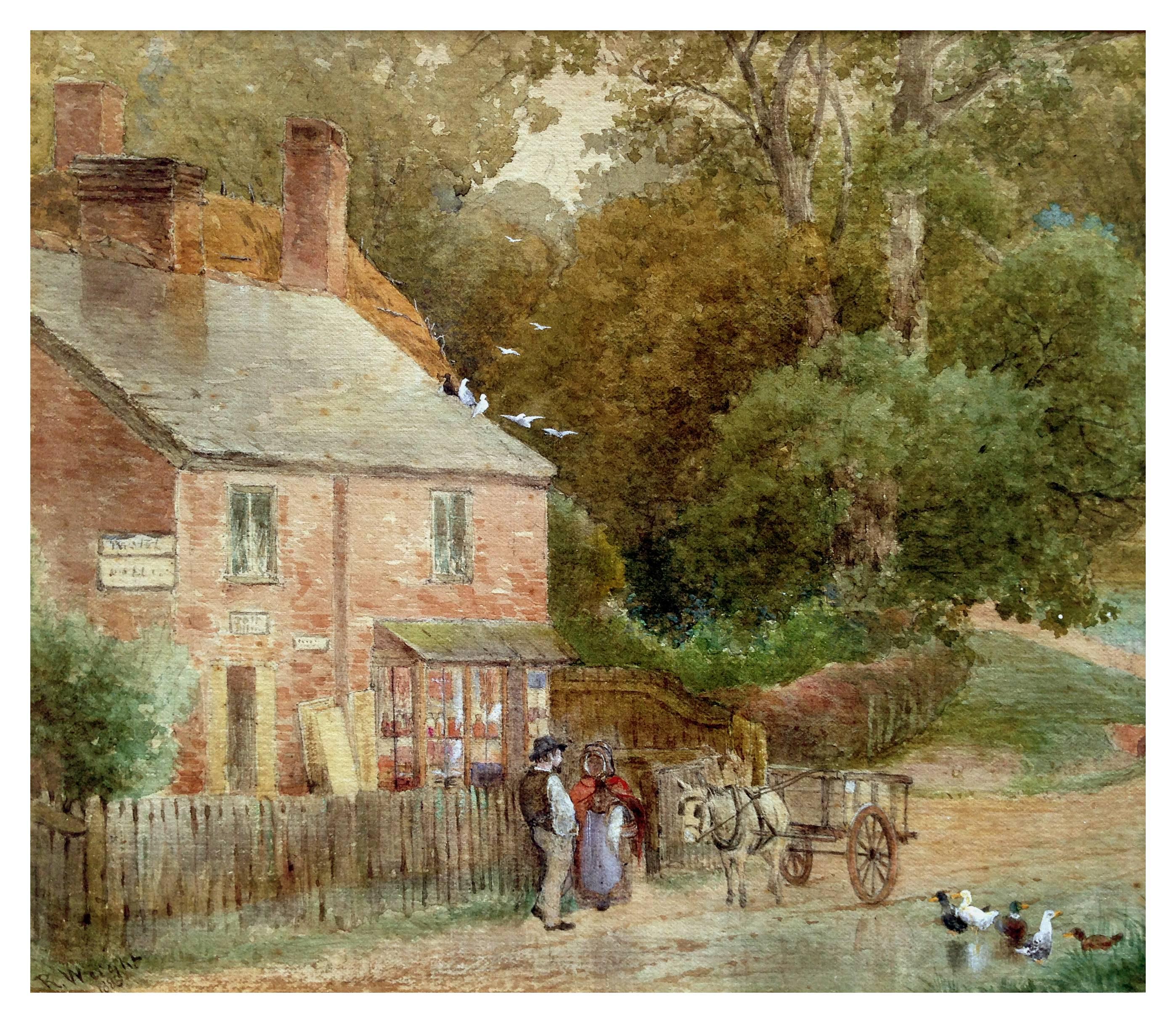 The Post Office Brockenhurst, 1885  - Painting by Richard Henry Wright