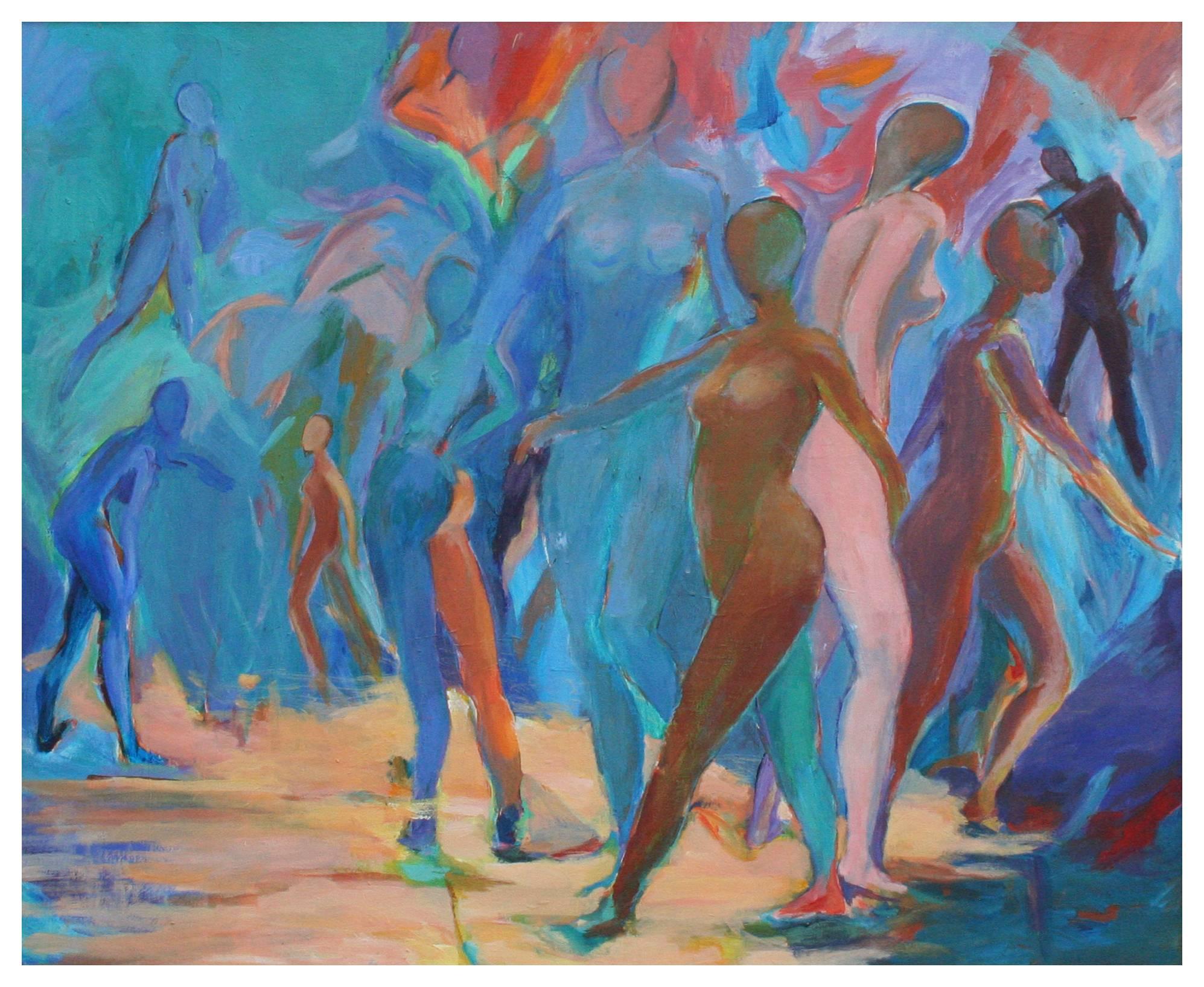 Mid-Century Modern Dancers Figurative Abstract, Bay Area Figurative School 1960s - Painting by Unknown